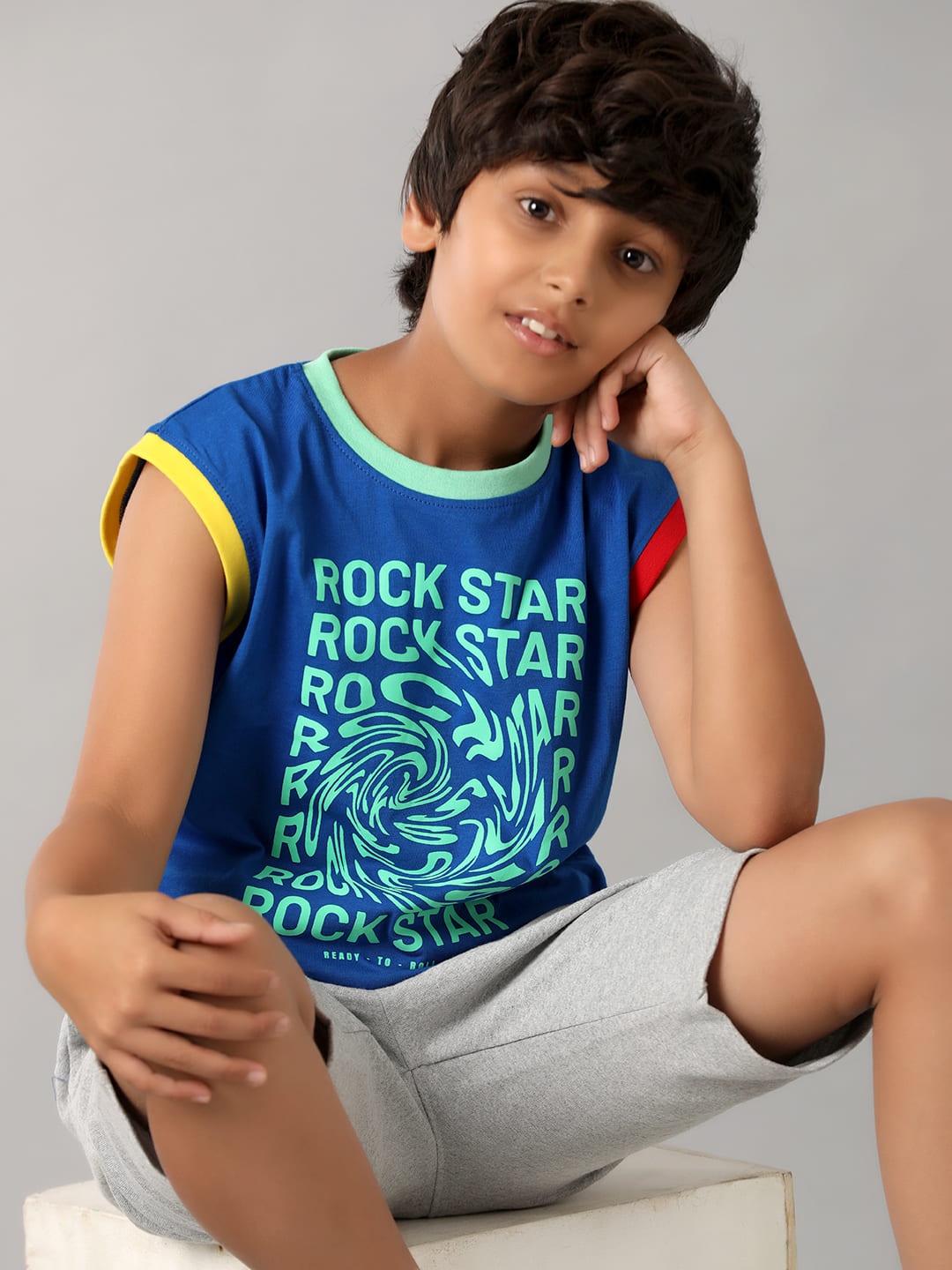 

UNDER FOURTEEN ONLY Boys Typography Printed Round Neck Longline T-shirt, Blue