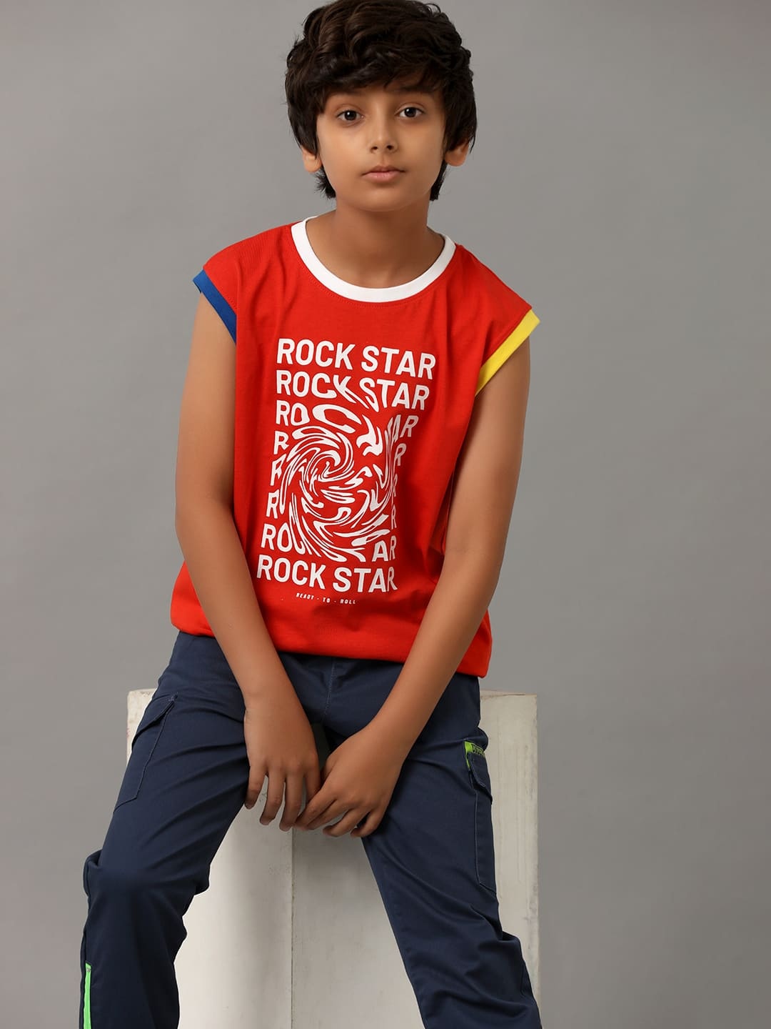 

UNDER FOURTEEN ONLY Boys Typography Printed Round Neck Longline T-shirt, Orange