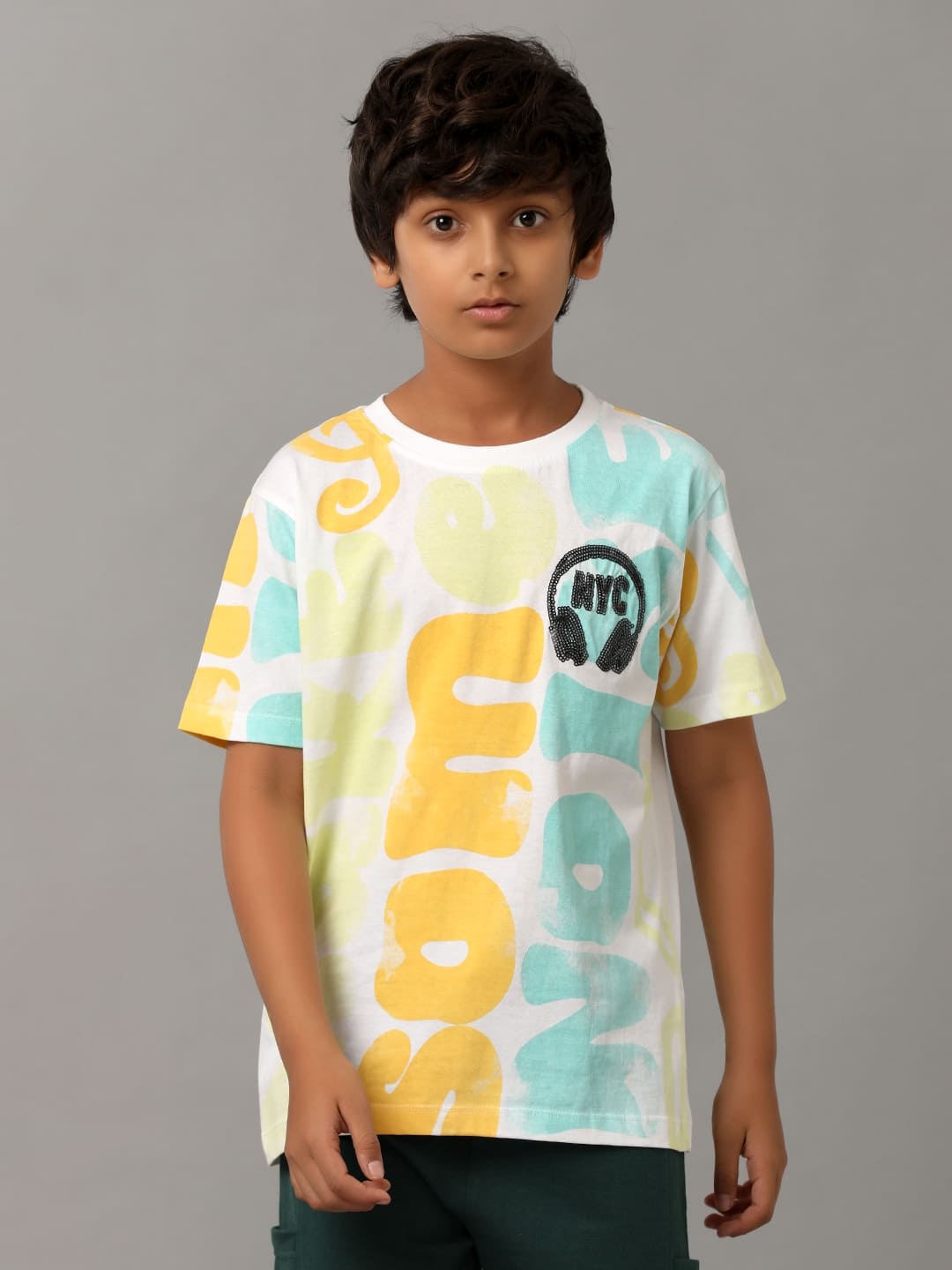 

UNDER FOURTEEN ONLY Boys Typography Printed Round Neck Oversized Longline T-shirt, Orange