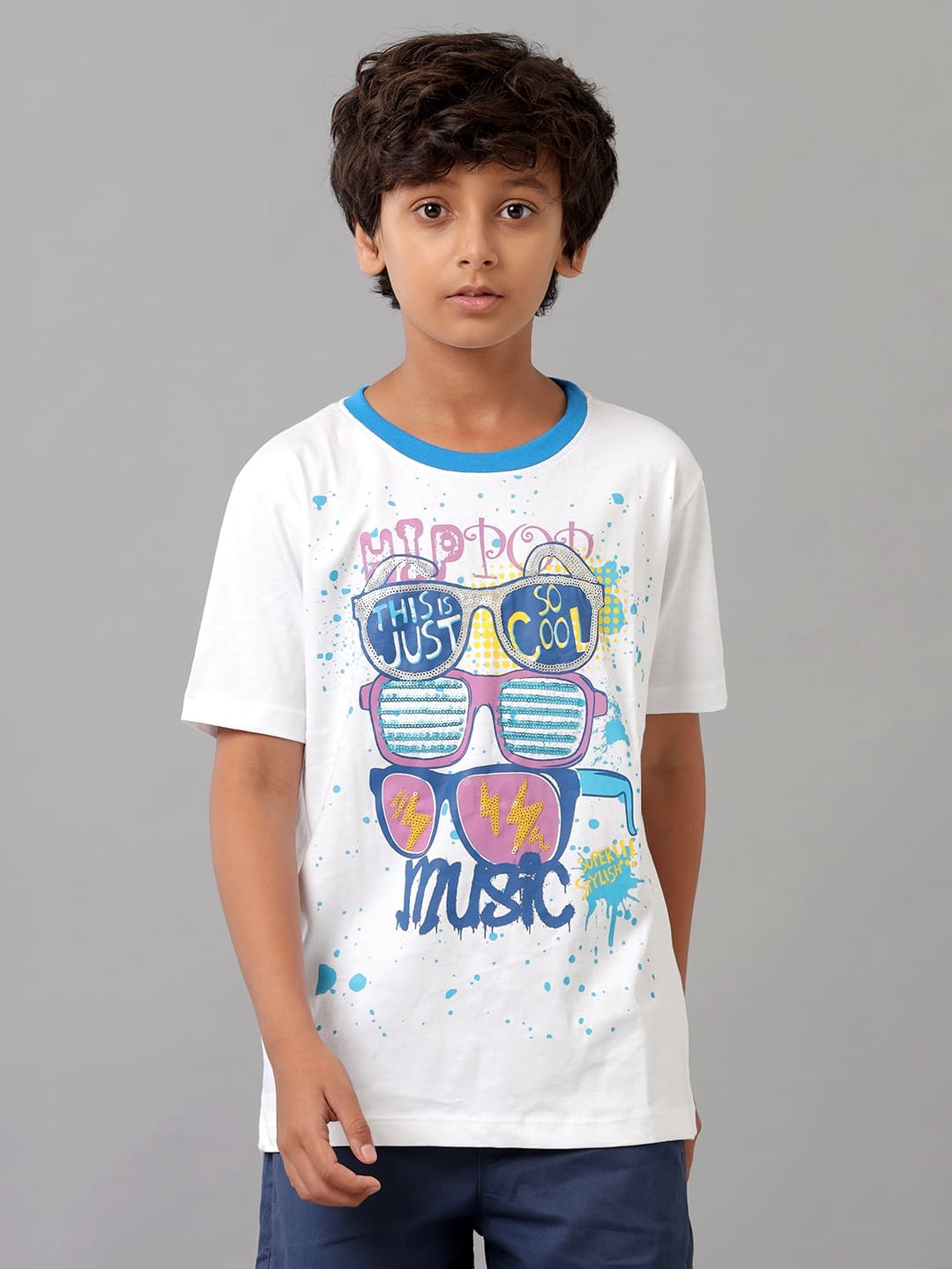 

UNDER FOURTEEN ONLY Boys Typography Printed Round Neck Oversized Longline T-shirt, White