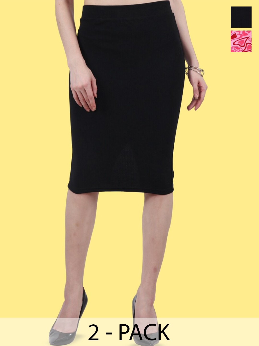 

Popwings Pack Of 2 Printed Pencil Skirt, Pink