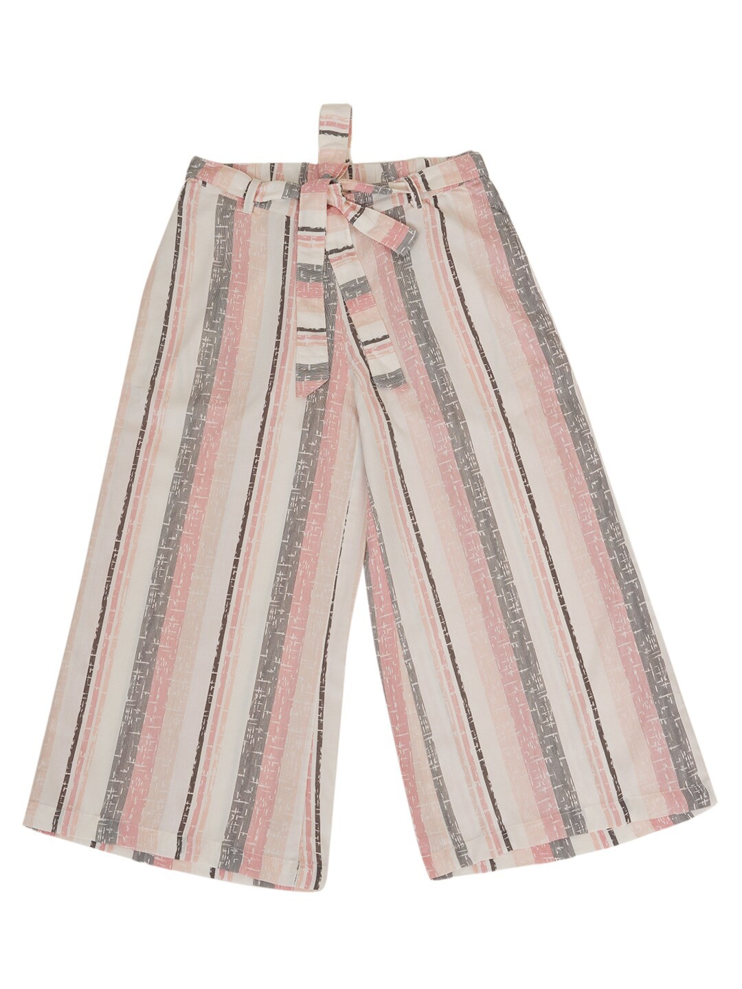 

Creative Kids Girls Striped Flared Palazzos, White