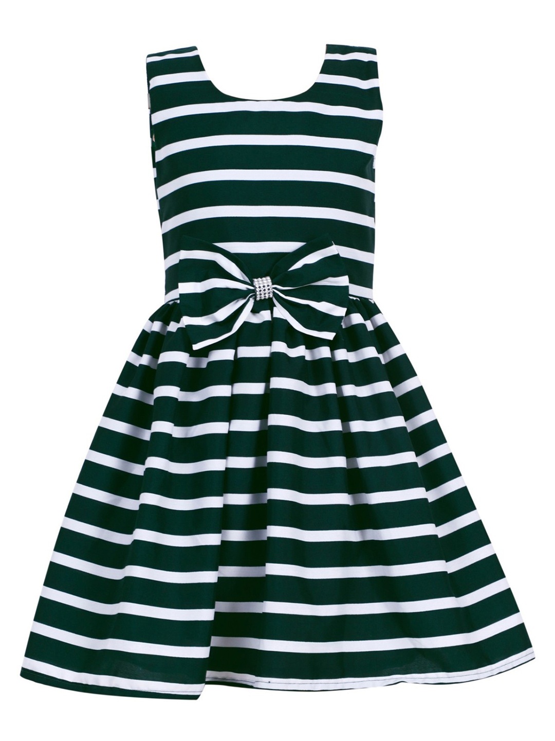 

BAESD Abstract Striped Round Neck Sleeveless Crepe Top, Sea green
