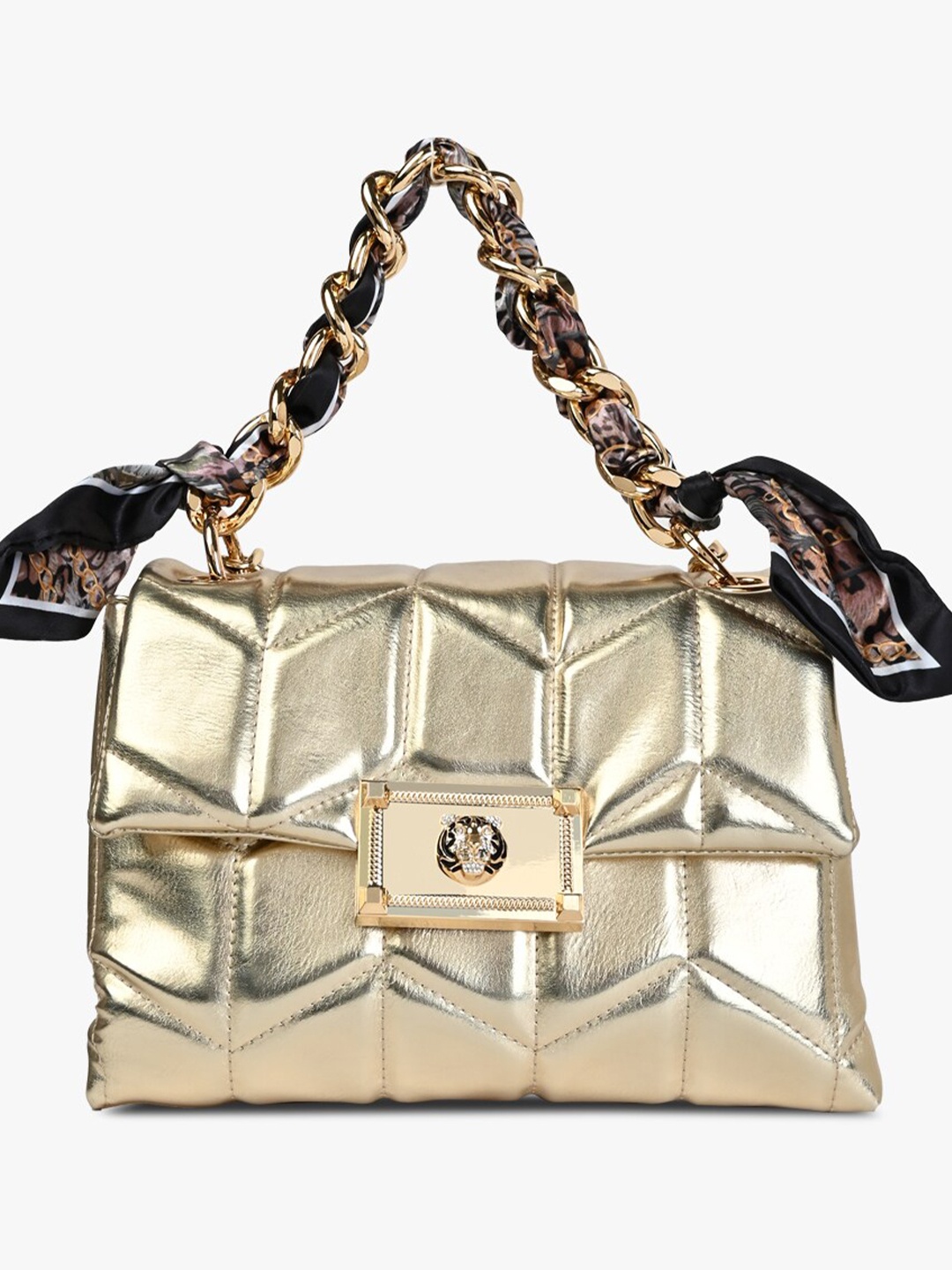 

ALDO Structured Quilted Detailed Handheld Bag, Gold