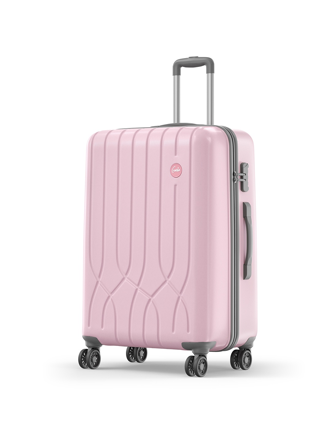 

Genie Swing Textured Large Hard-Sided Trolley Bag, Pink