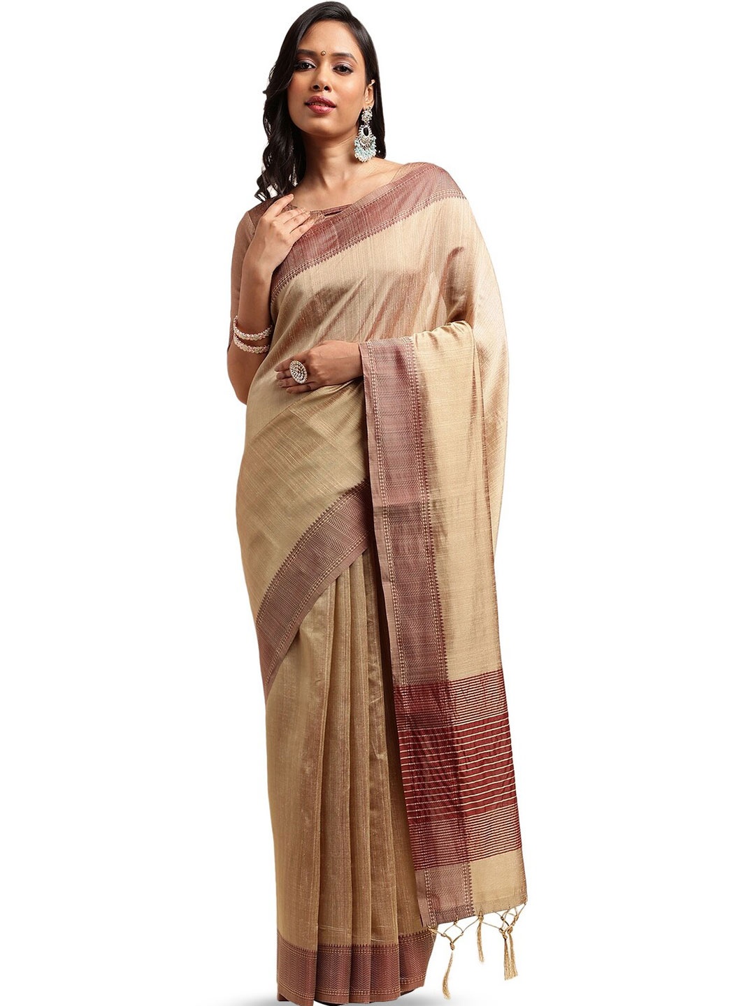 

DOI MOI Woven Design Saree, Brown