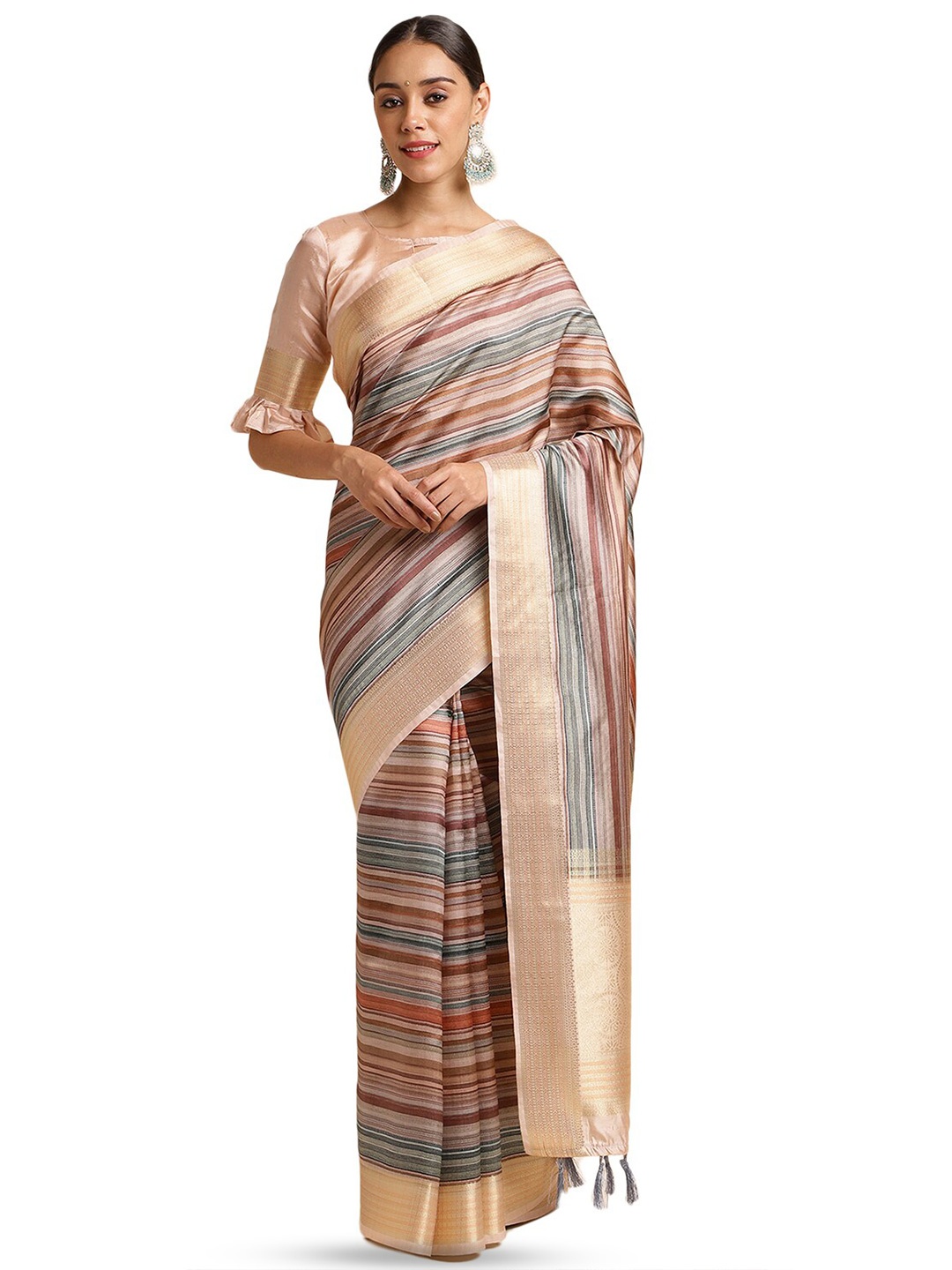 

DOI MOI Ethnic Motifs Designer Banarasi Saree, Brown