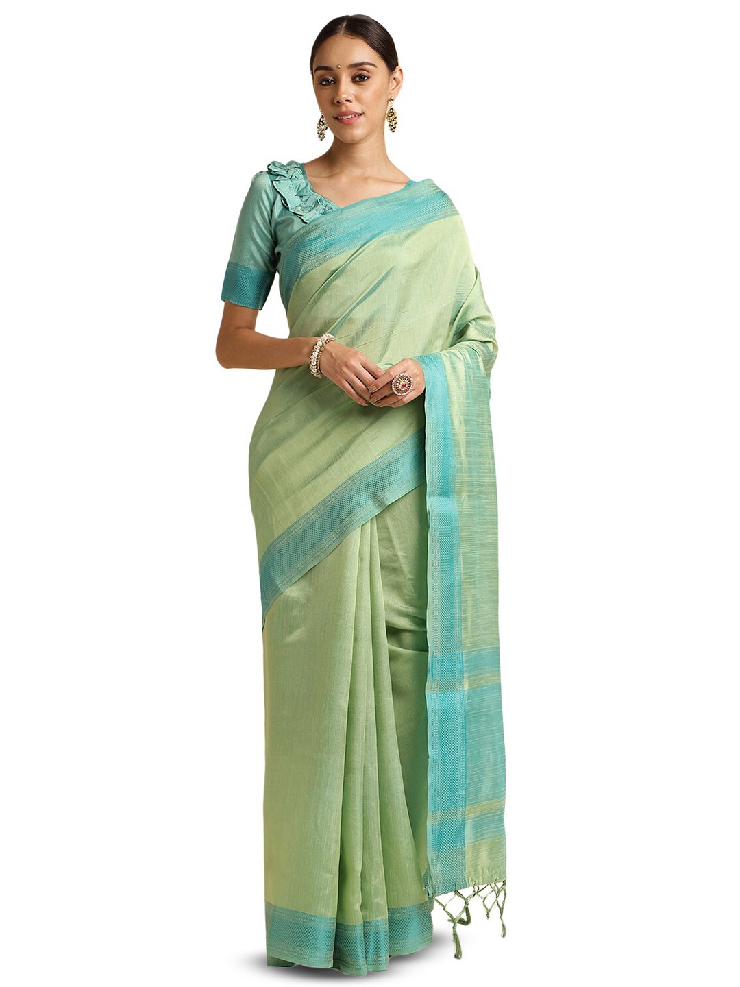 

DOI MOI Woven Design Zari Banarasi Saree, Green