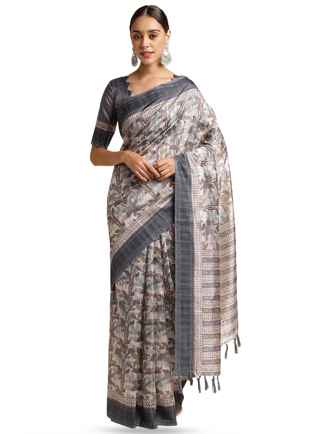 

DOI MOI Floral Printed Saree, Blue