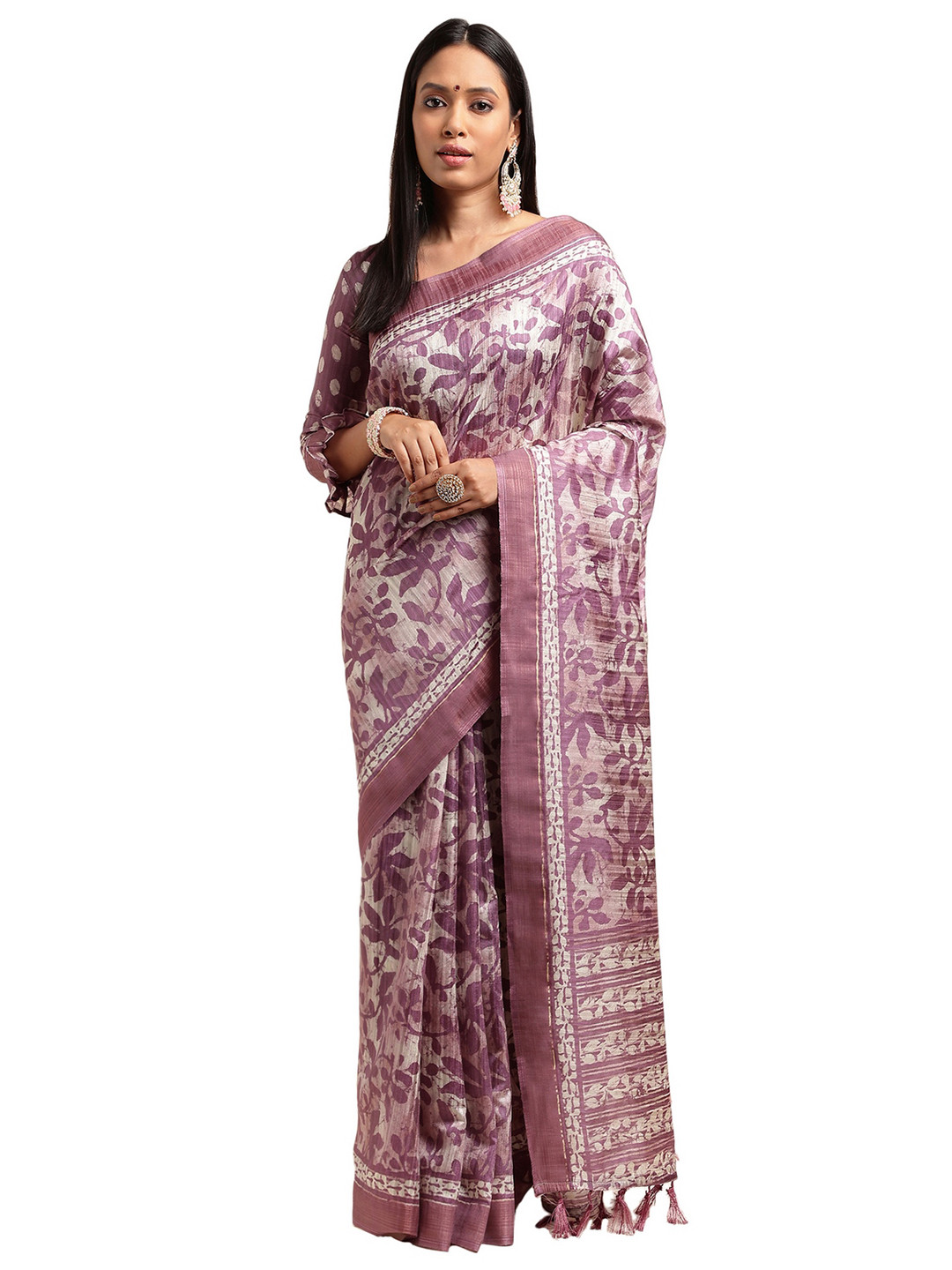 

DOI MOI Floral Printed Saree, Purple