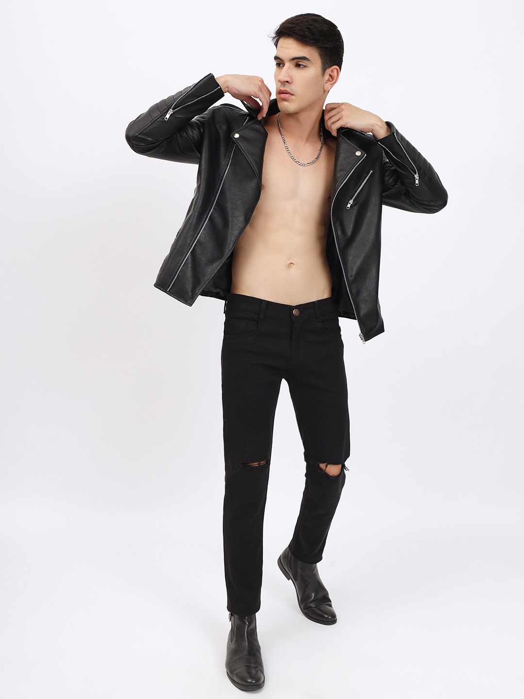 

GRIFFIN Spread Collar Lightweight Anti Odour Leather Jacket, Black