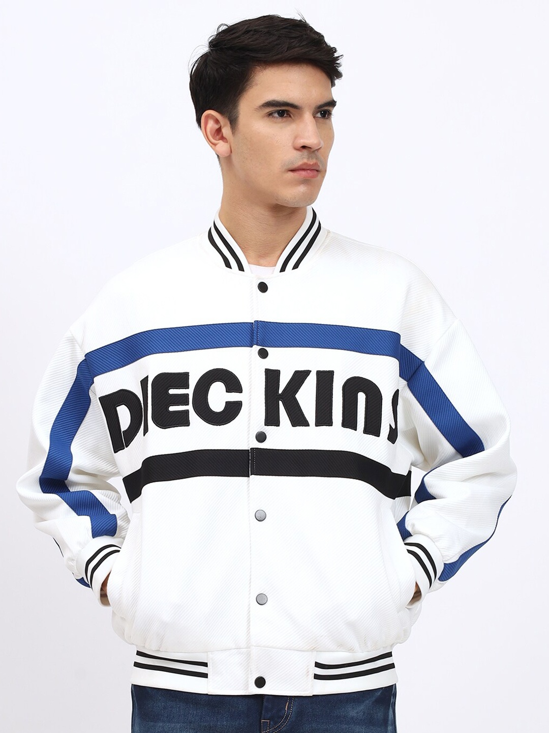 

GRIFFIN Lightweight Leather Bomber Jacket, White