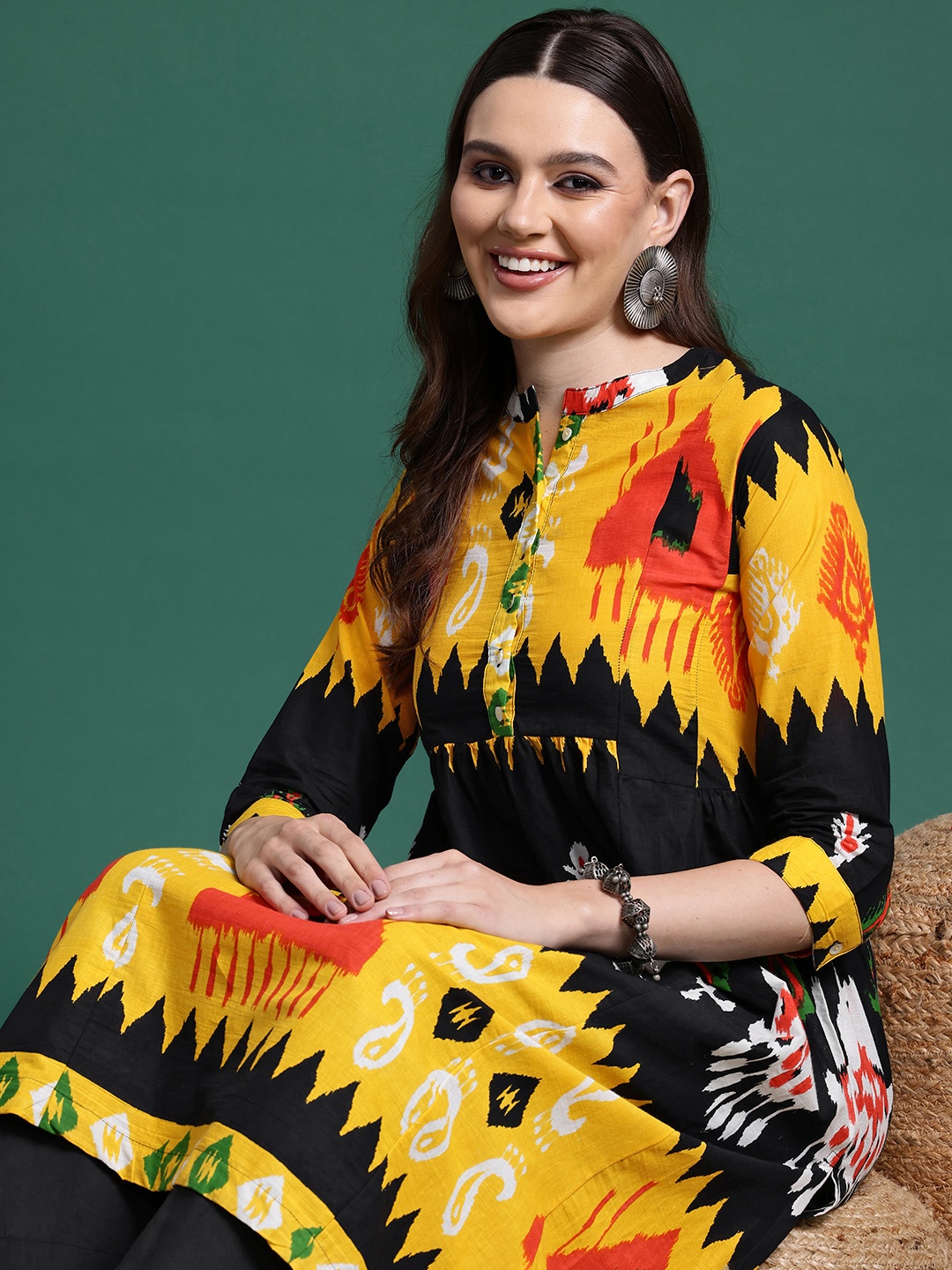 

Sangria Pure Cotton Printed Kurta Set, Yellow