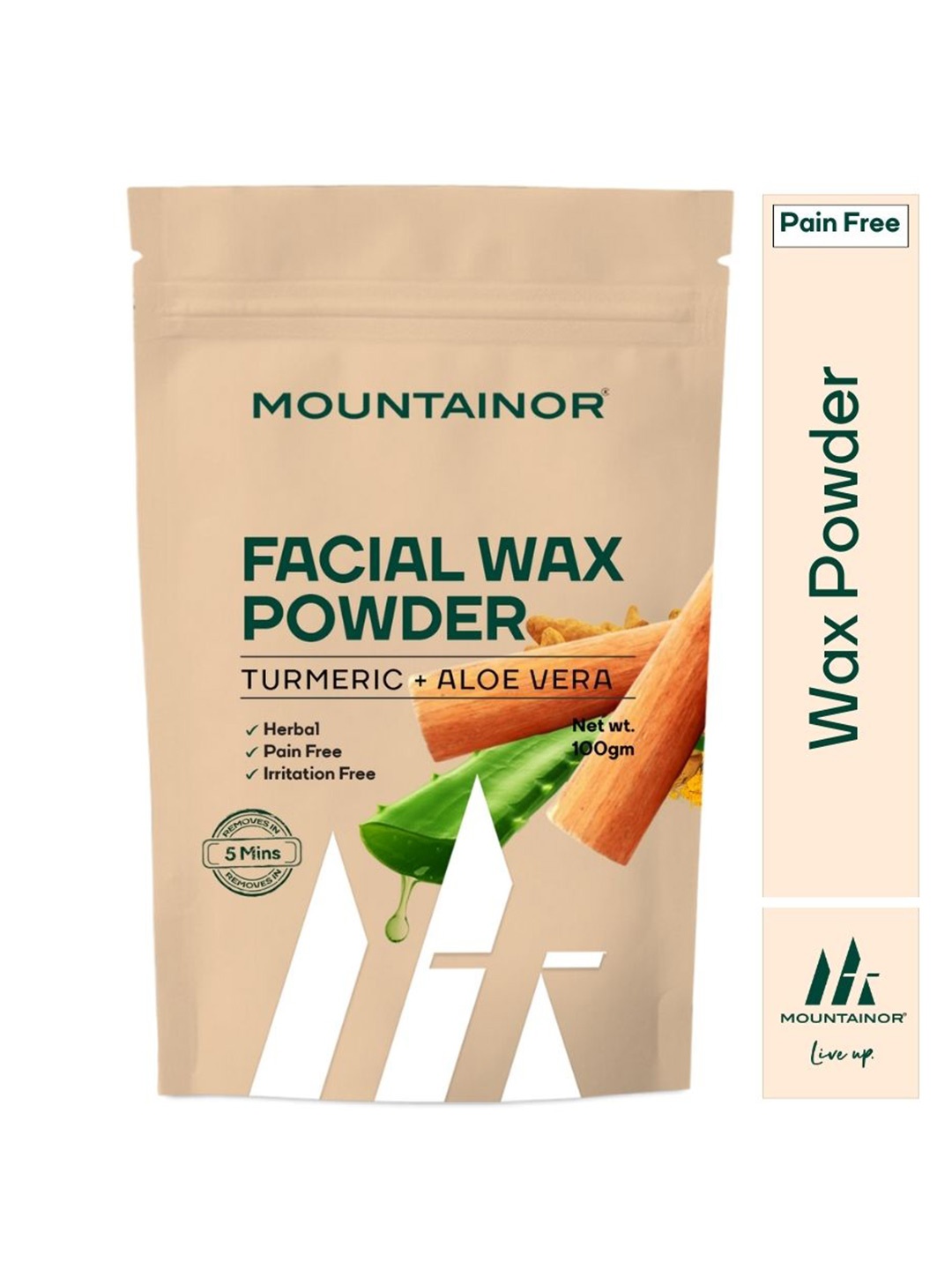 

MOUNTAINOR Herbal Facial Wax Powder With Turmeric & Aloe Vera - 100g, White