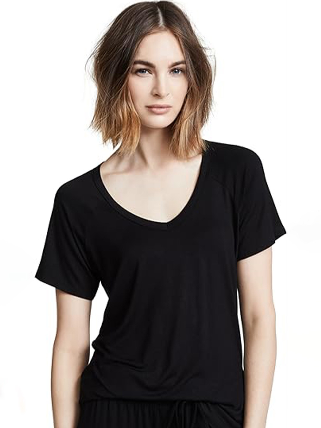 

COLOR CAPITAL V-Neck Pack of 5 Short Sleeves Top, Black