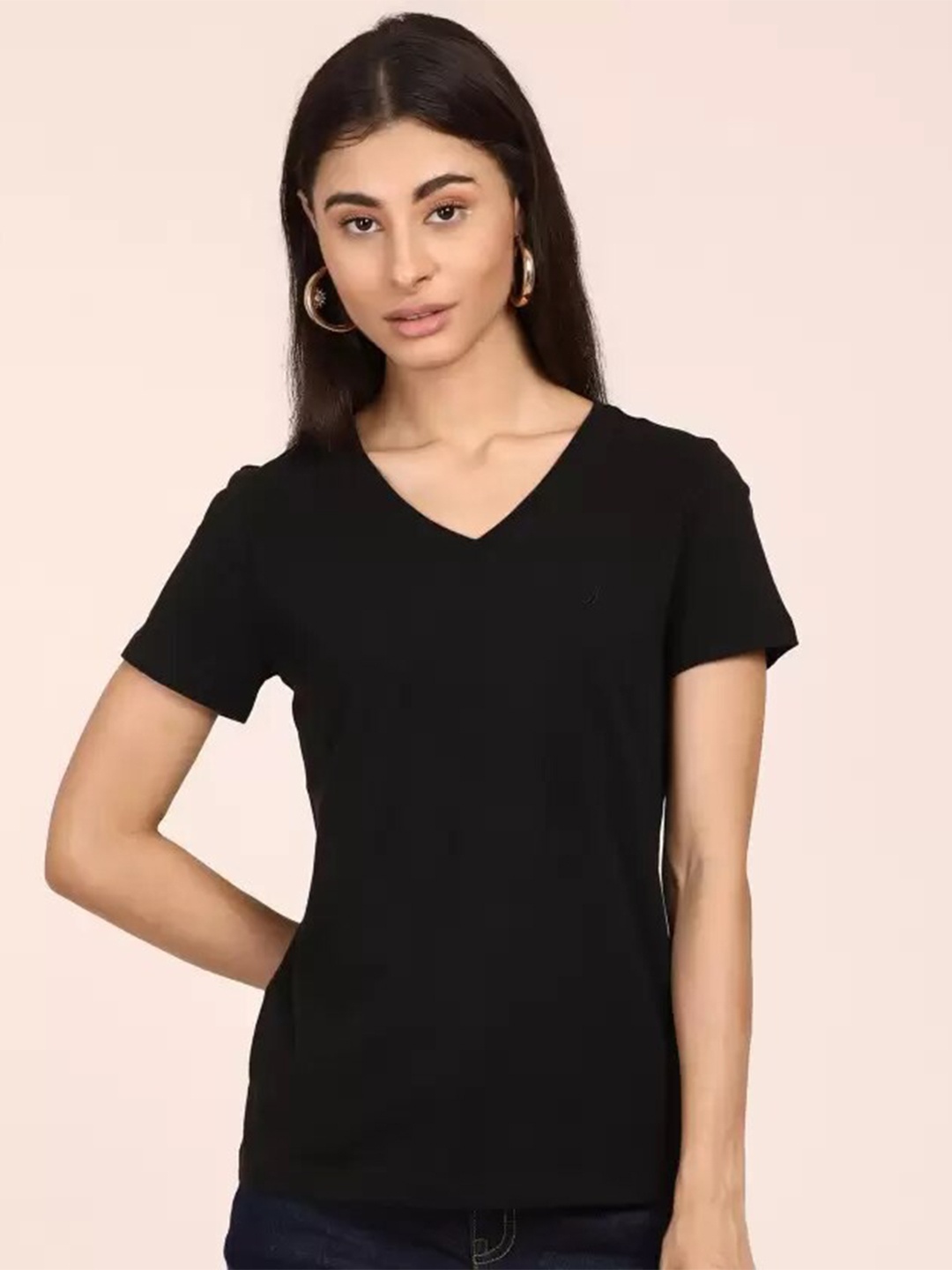 

COLOR CAPITAL V-Neck Short Sleeves Opaque Casual Top, Multi