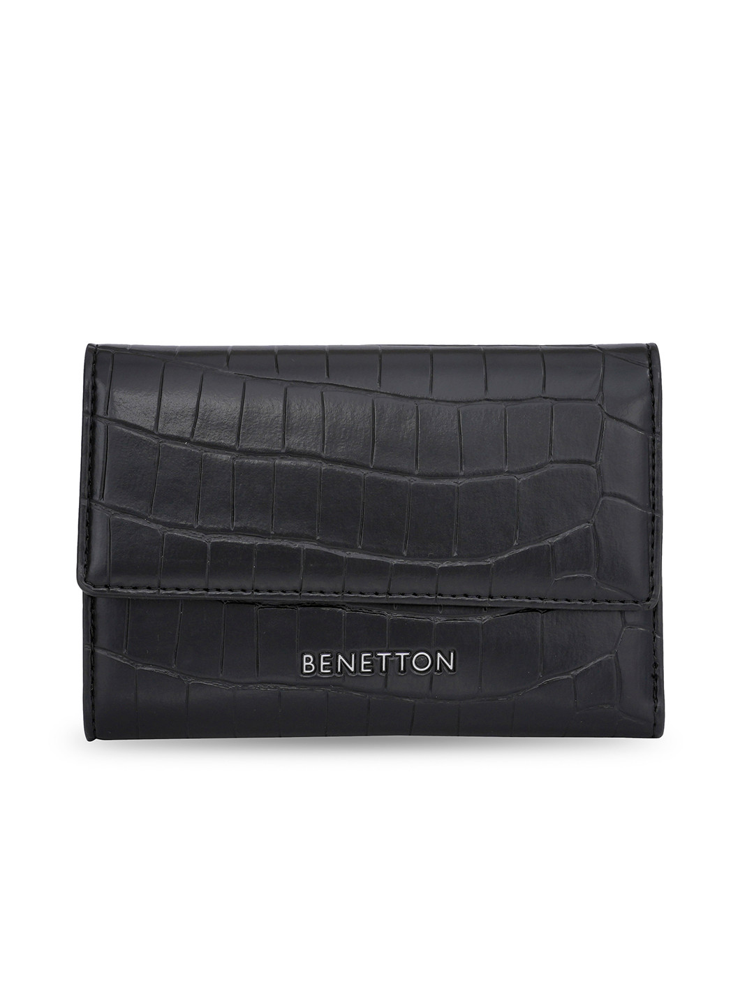 

United Colors of Benetton Textured PU Structured Sling Bag, Black