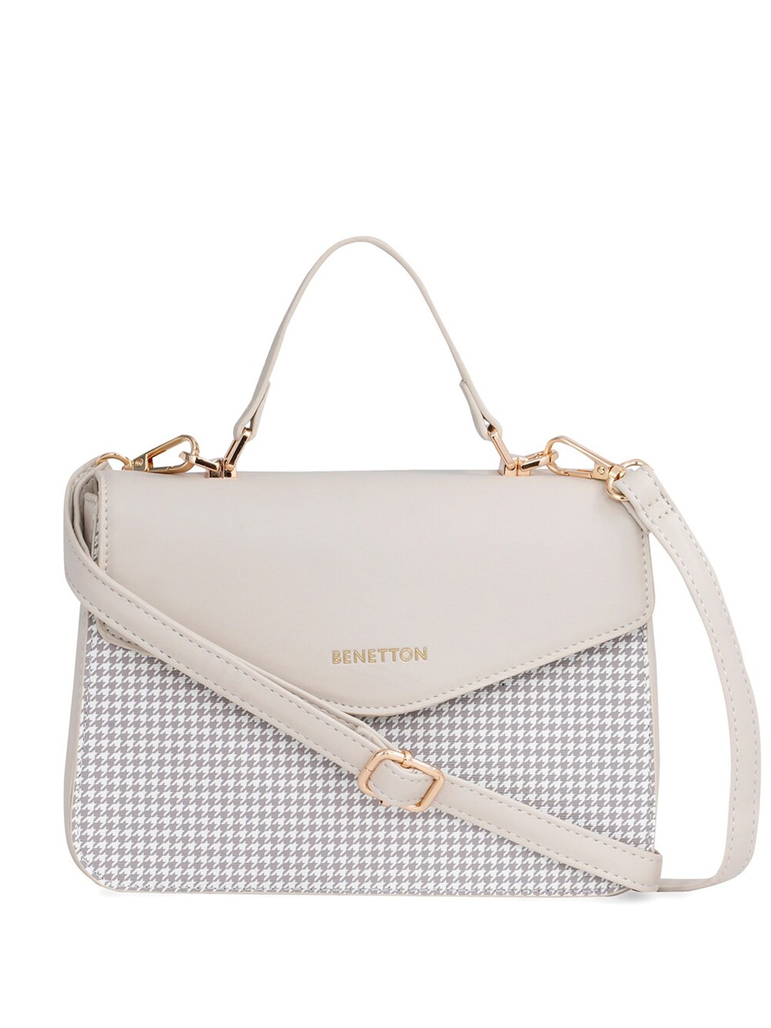 

United Colors of Benetton Conversational Printed PU Shopper Satchel, Beige