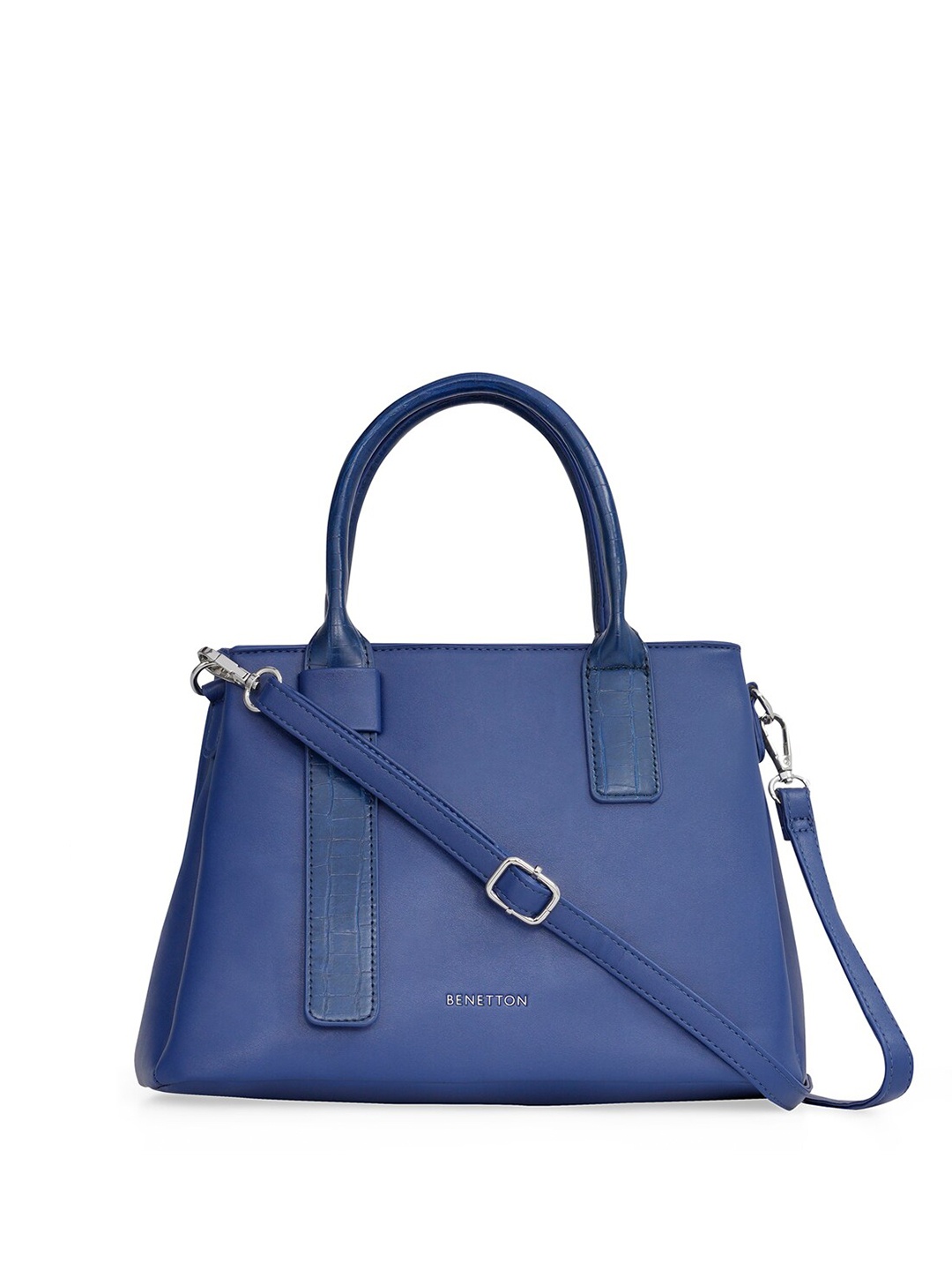 

United Colors of Benetton PU Structured Satchel Bag, Navy blue
