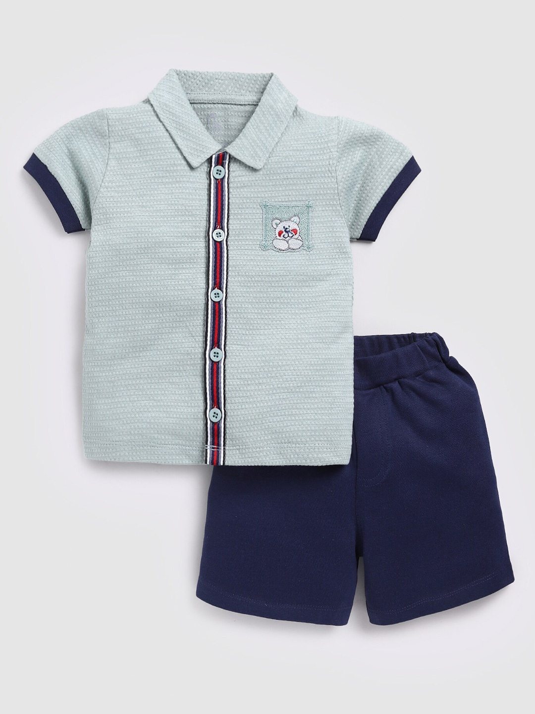 

BABY GO Boys Pure Cotton Shirt with Shorts, Green