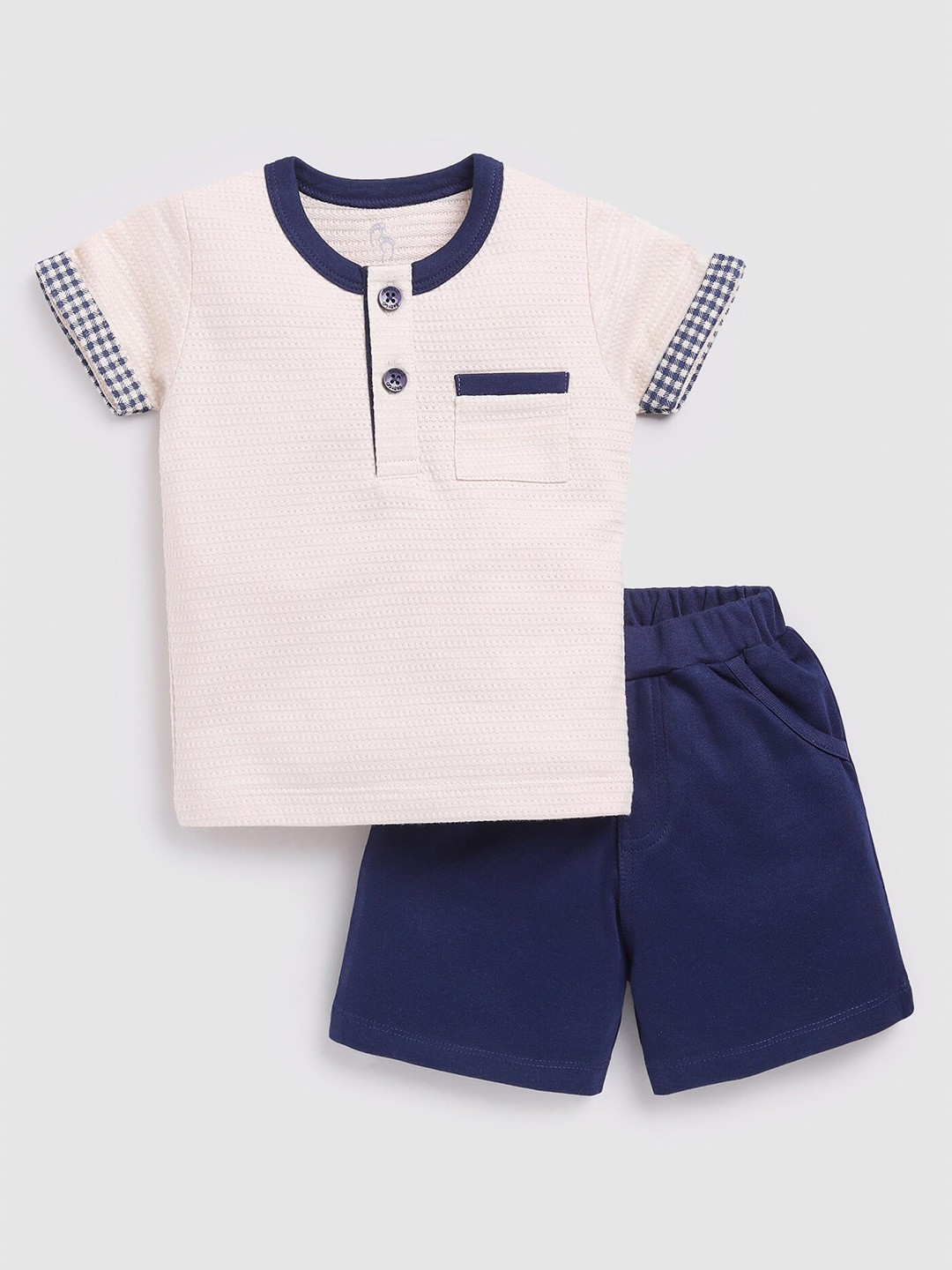 

BABY GO Boys Printed Pure Cotton T-shirt With Shorts, Beige