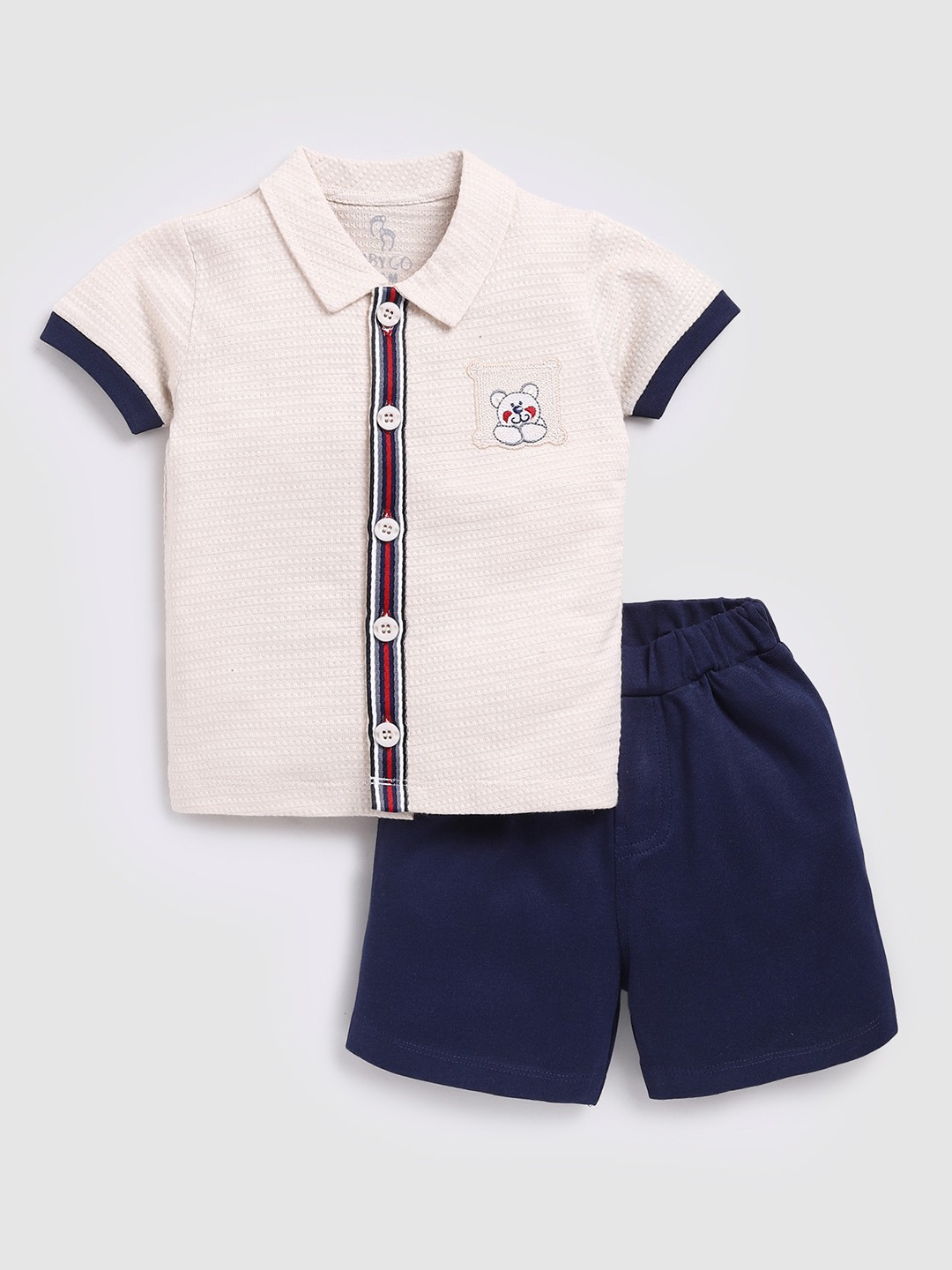 

BABY GO Boys Pure Cotton Shirt with Shorts, Beige