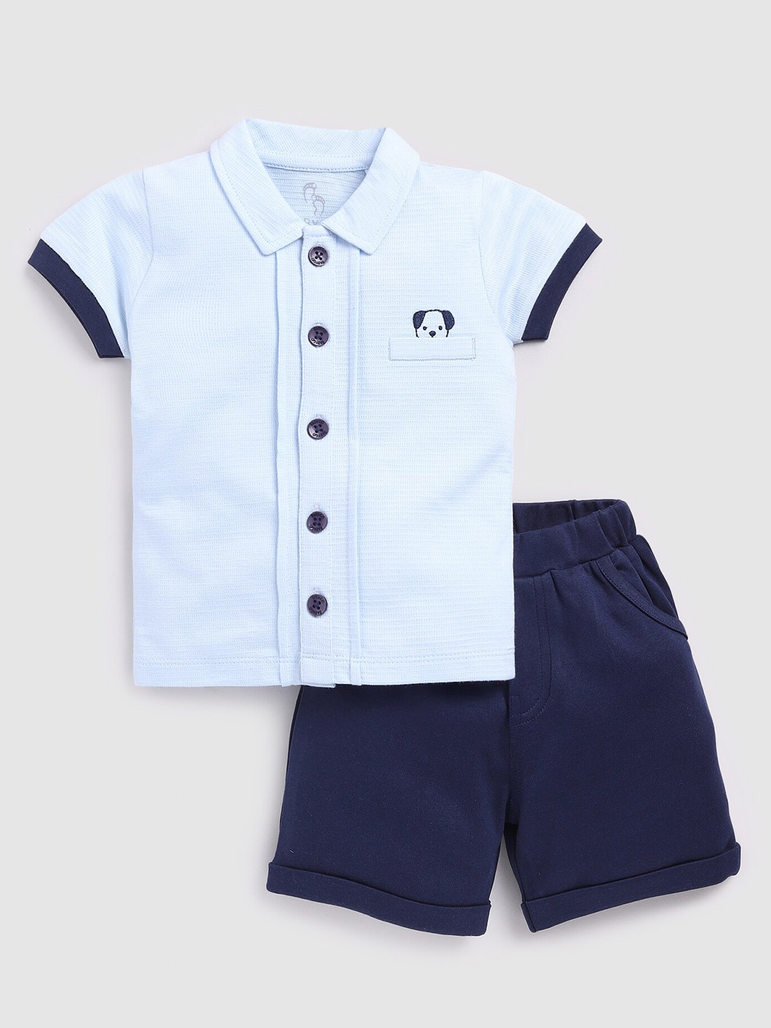 

BABY GO Boys Pure Cotton Shirt with Shorts, Blue
