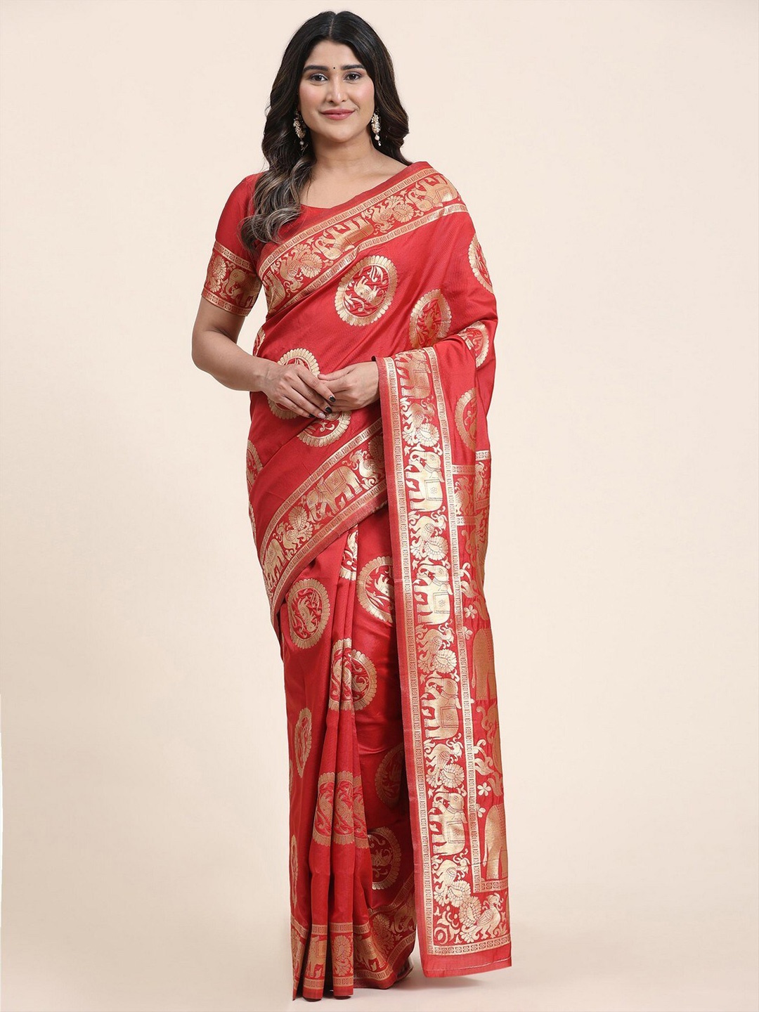 

Saree Exotica Woven Design Zari Pure Silk Banarasi Sarees, Red