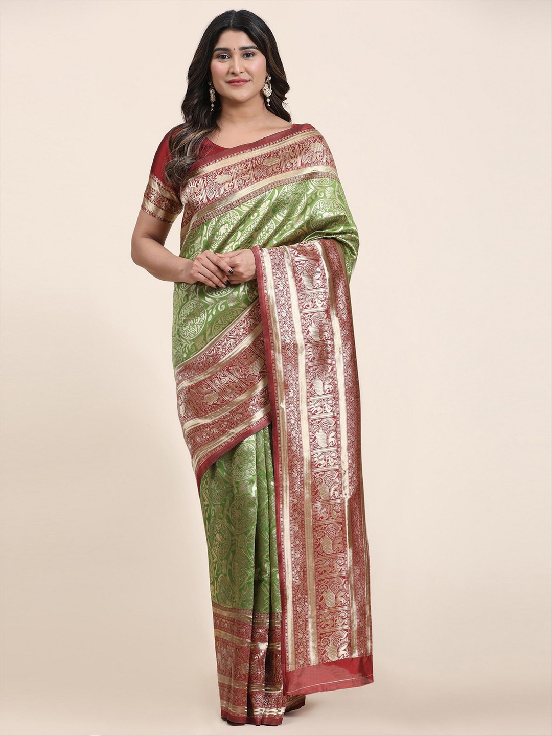 

Saree Exotica Woven Design Zari Pure Silk Banarasi Sarees, Green