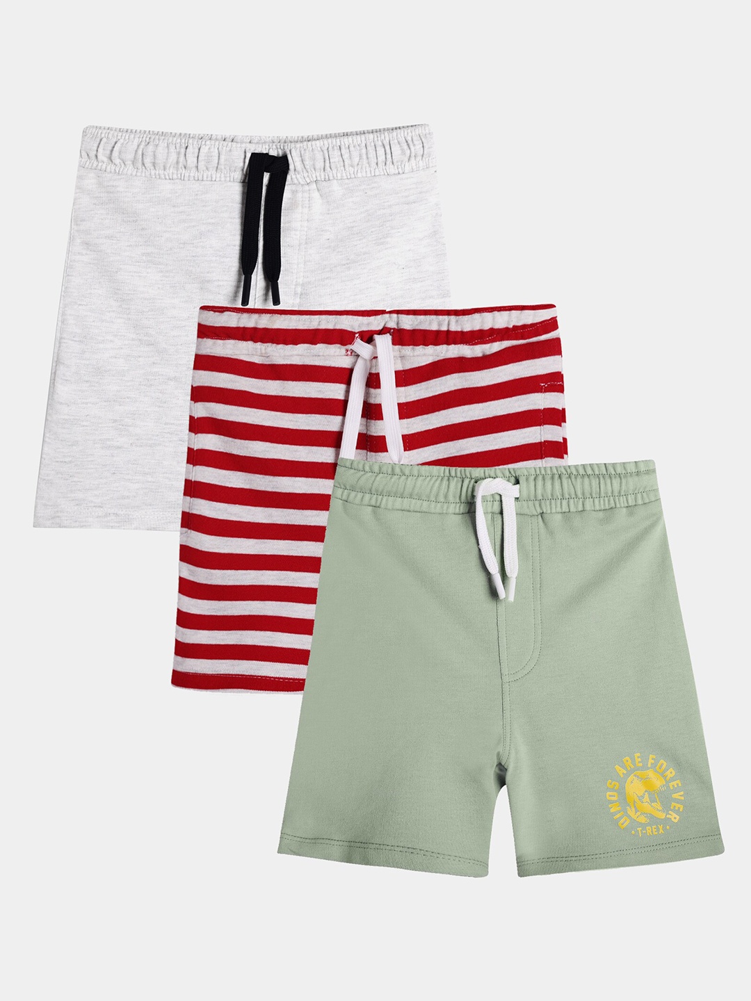 

Anthrilo Boys Pack of 3 Striped Cotton Shorts, Grey