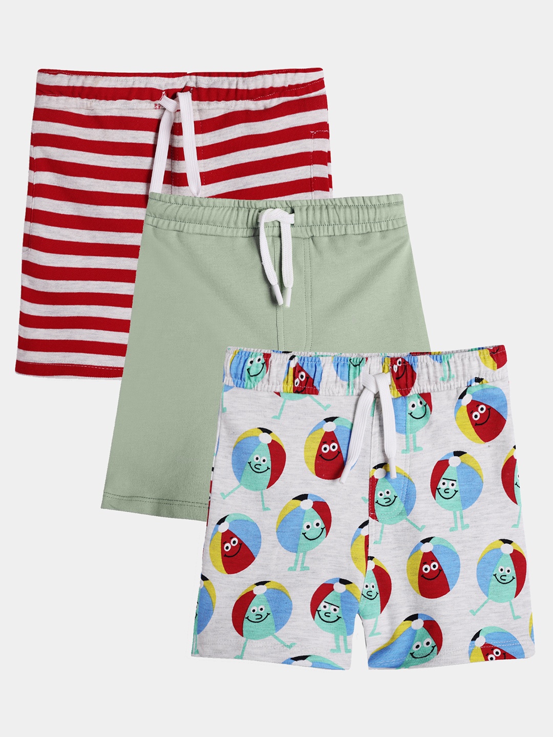 

Anthrilo Boys Pack of 3 Printed Cotton Shorts, Red