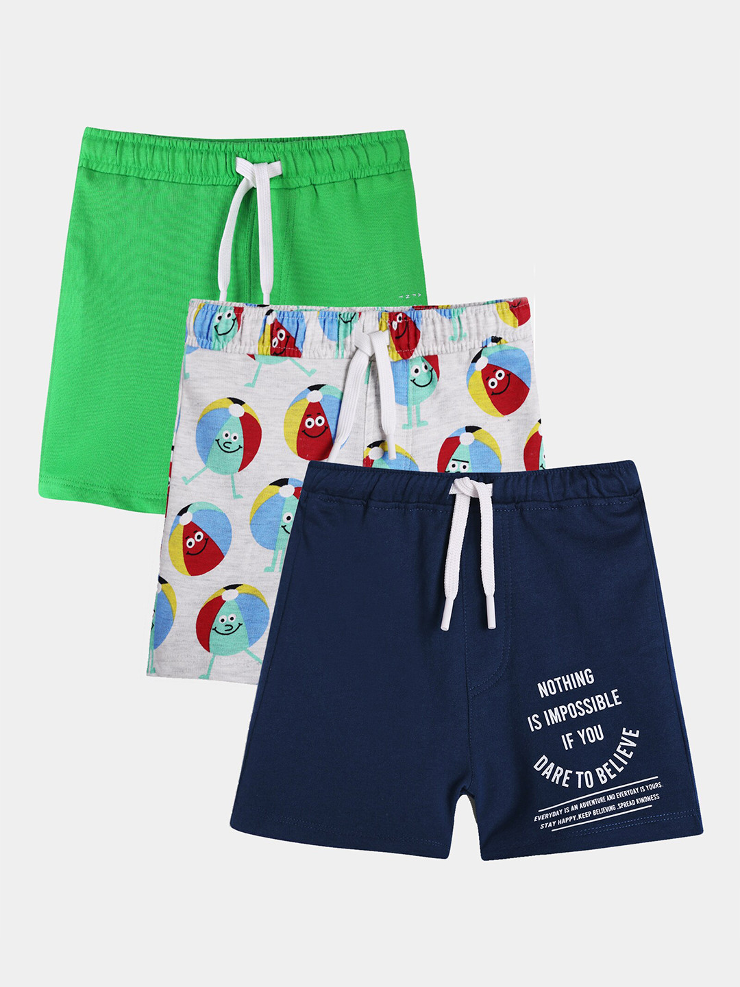 

Anthrilo Boys Pack of 3 Printed Cotton Shorts, Green