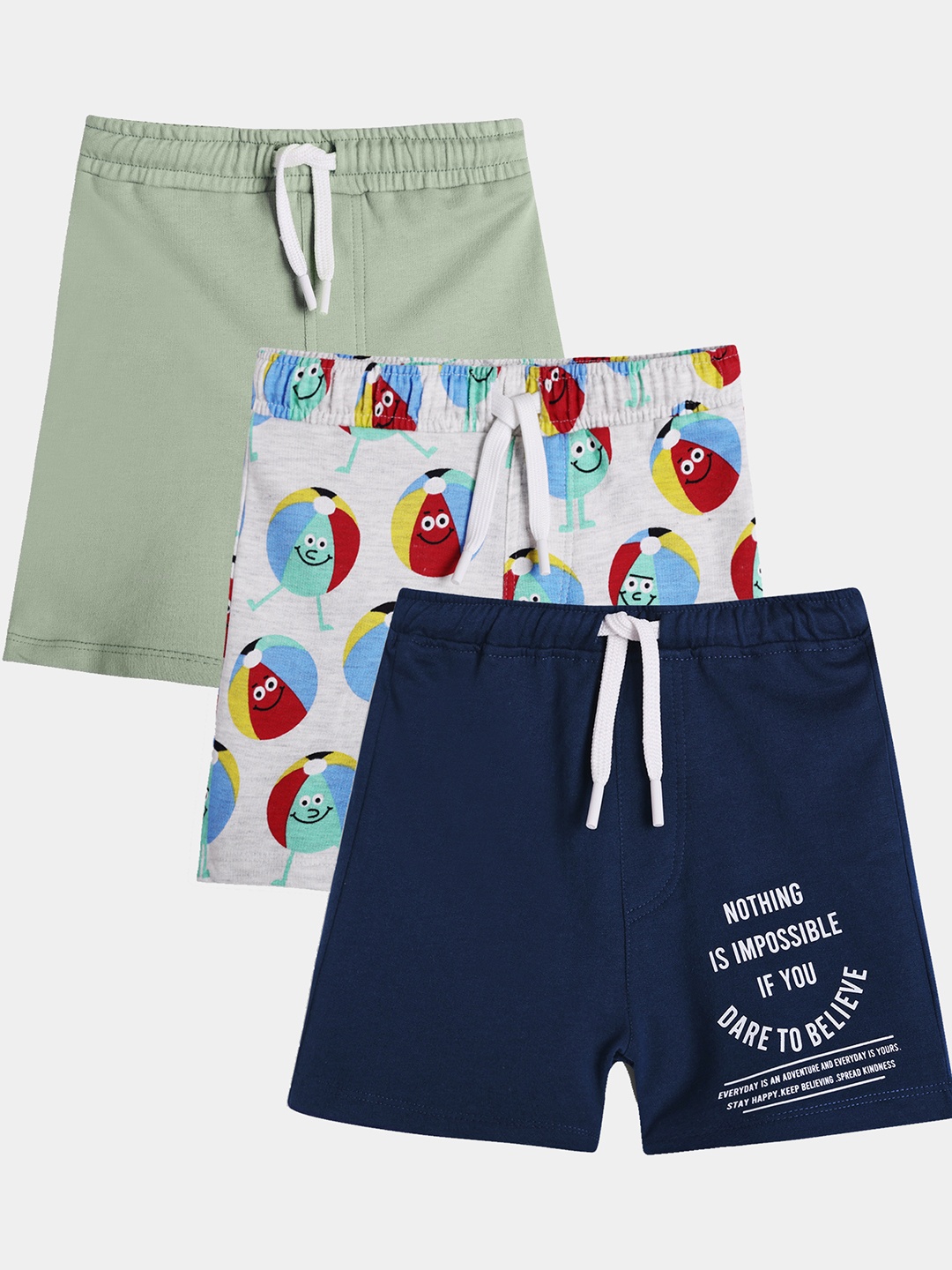 

Anthrilo Boys Pack Of 3 Printed Mid-Rise Cotton Shorts, Multi