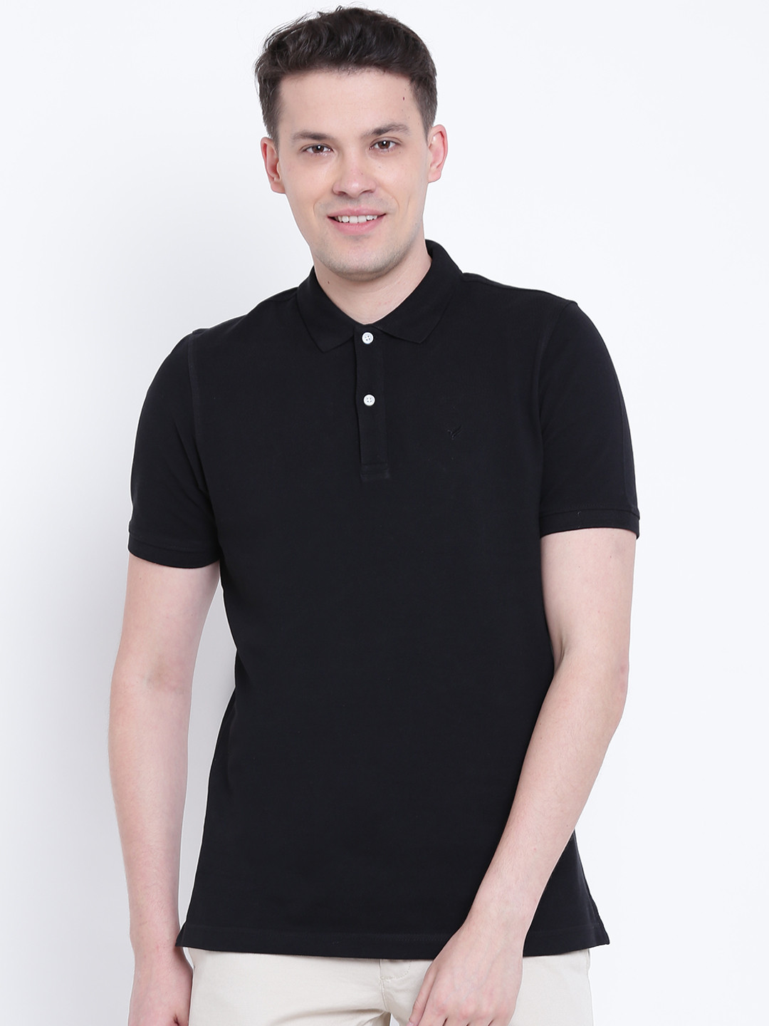 

Blackberrys Men Black Solid Polo Collar T-shirt
