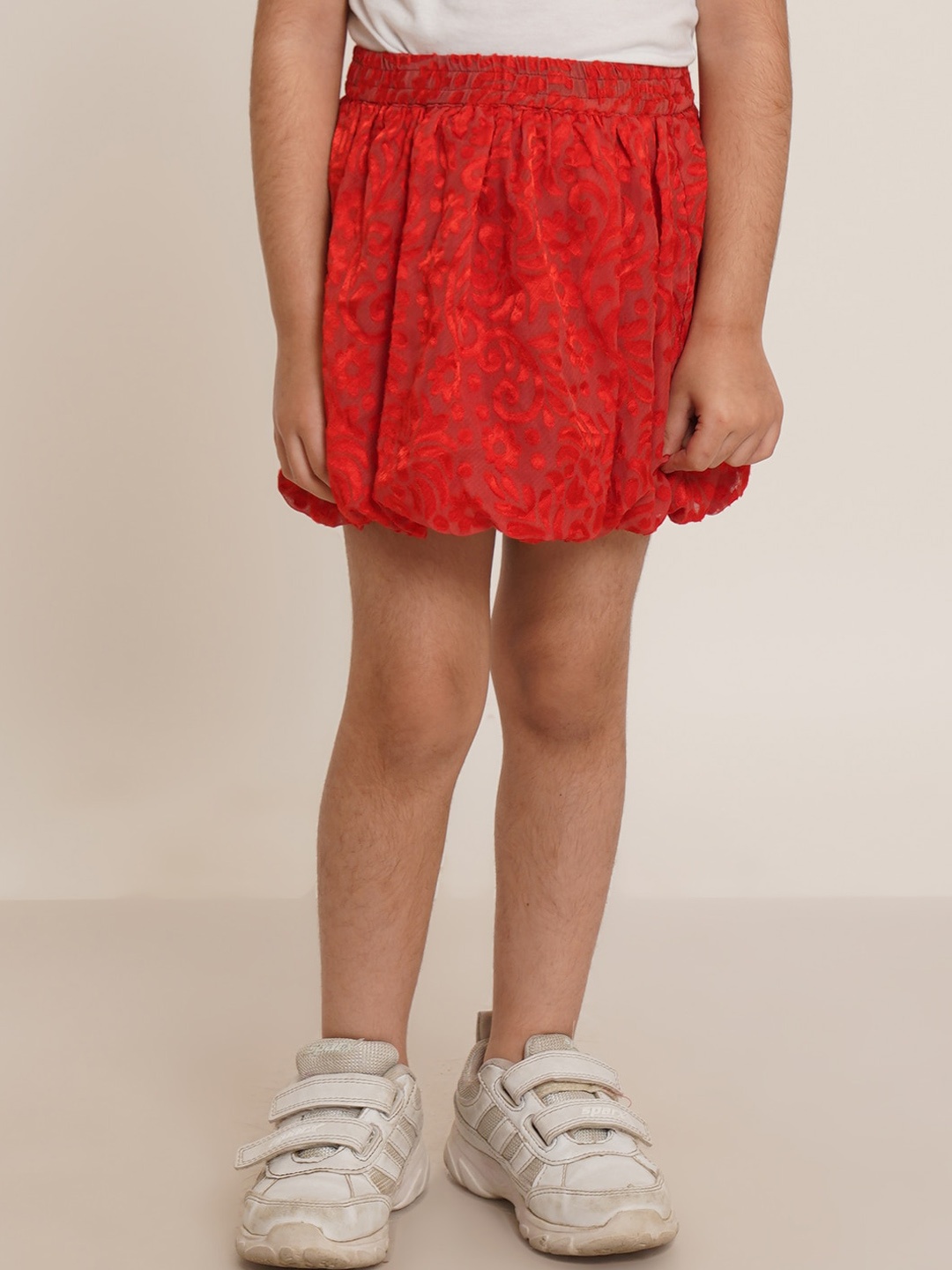 

Creative Kids Girls Printed Velvet Balloon Mini Skirt, Red