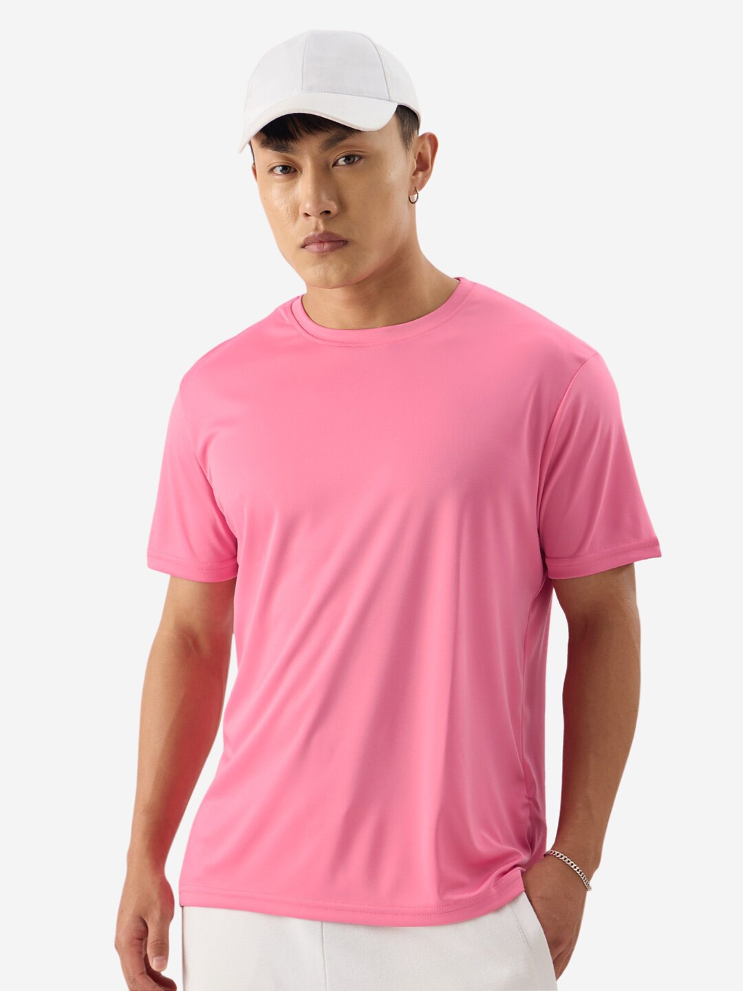 

The Souled Store Short Sleeves Round Neck Regular Fit T-shirt, Pink