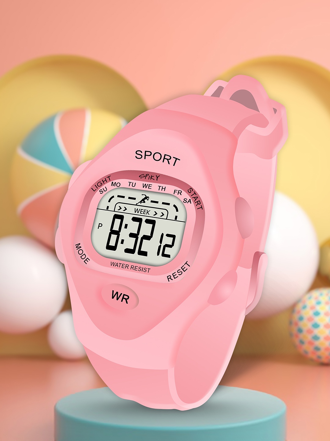 

Spiky Kids Printed Dial & Straps Digital Automatic Watch SPKEVA24_C1_PNK, Pink