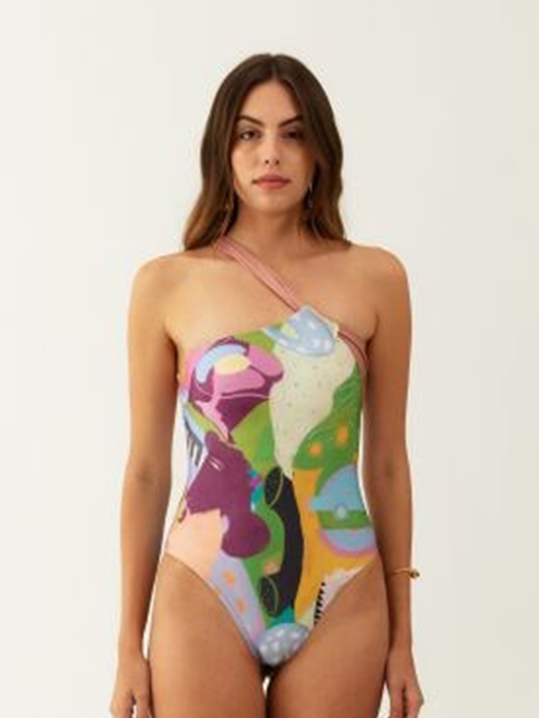 

Tizzi Printed Halter Neck Sleeveless Convergence Swimsuit, Green