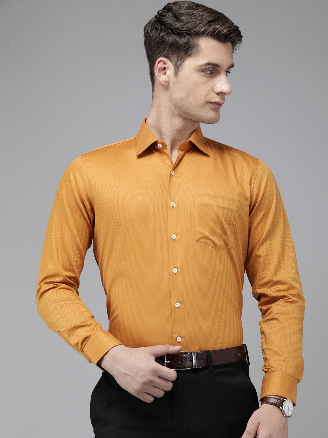

Van Heusen Pure Cotton Slim Fit Opaque Formal Shirt, Mustard