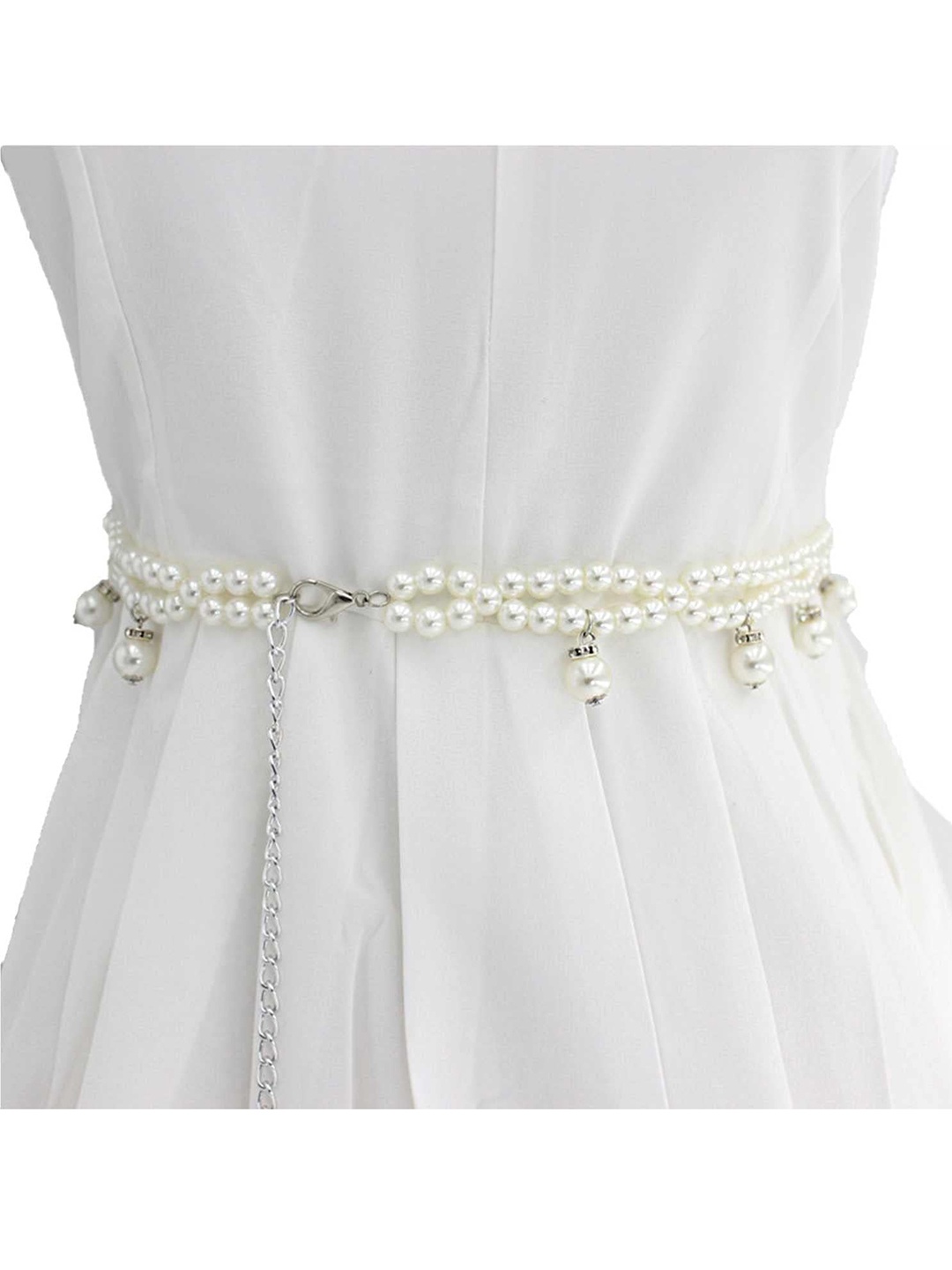 

SYGA Women Beaded Adjustable Waist Chain Belt, Silver