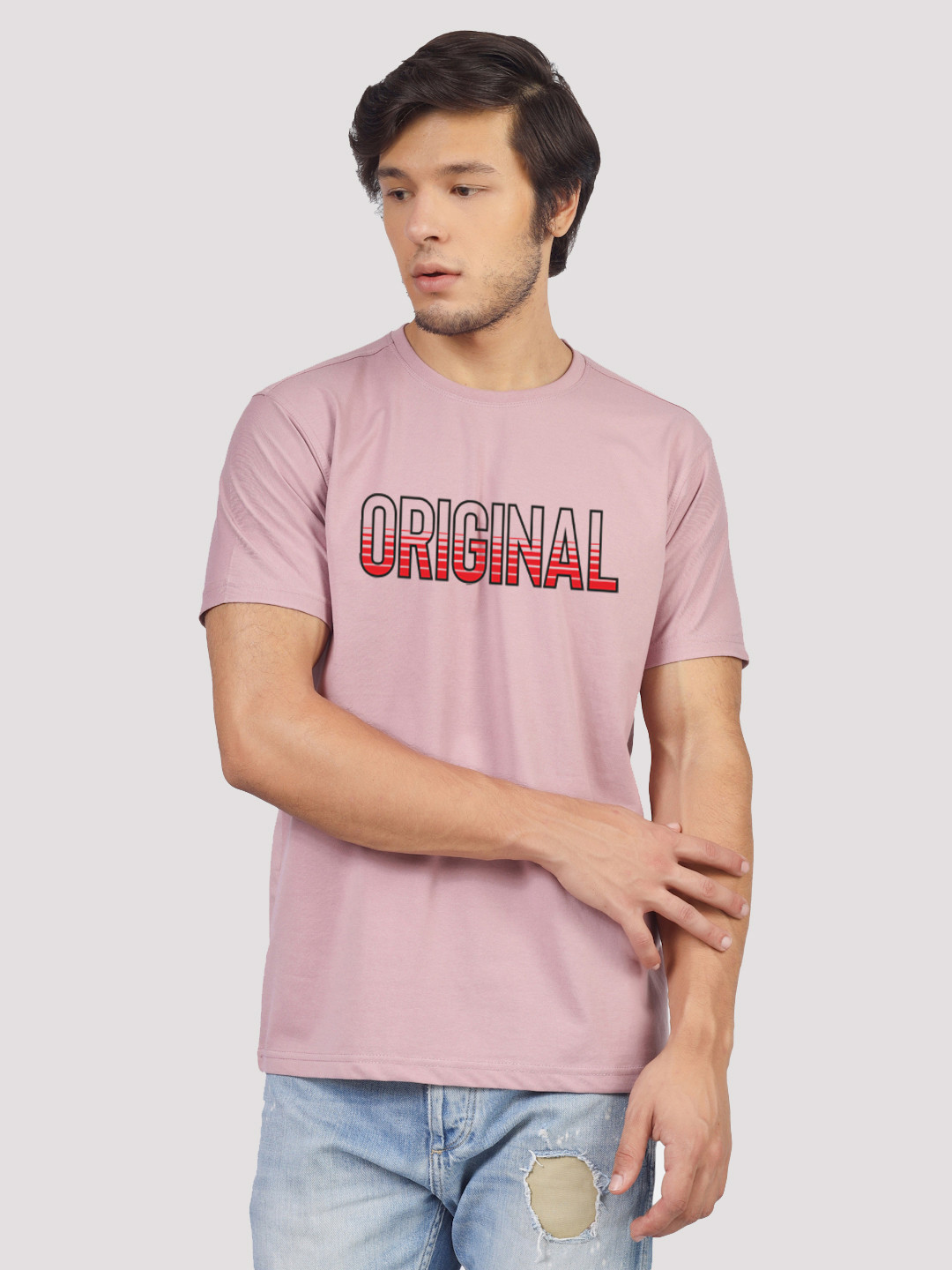 

Greylongg Typography Printed Round Neck Short Sleeves T-shirt, Purple