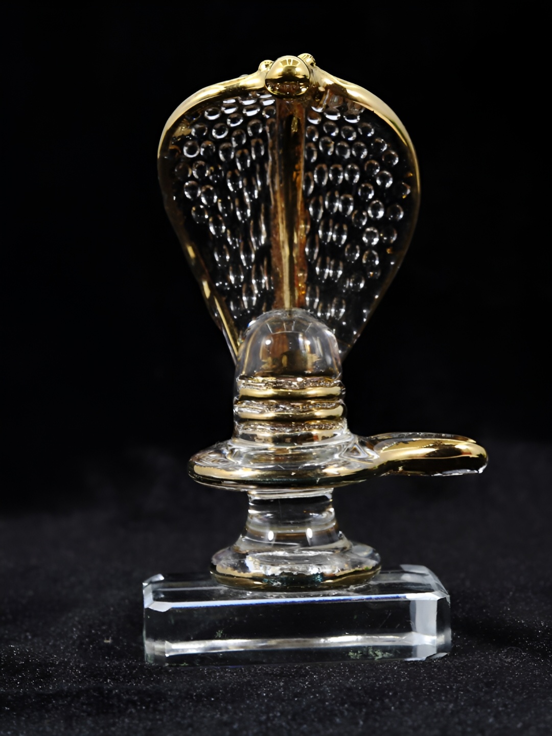 

NMII Gold Toned & Transparent Shivling Religious Idol Showpiece