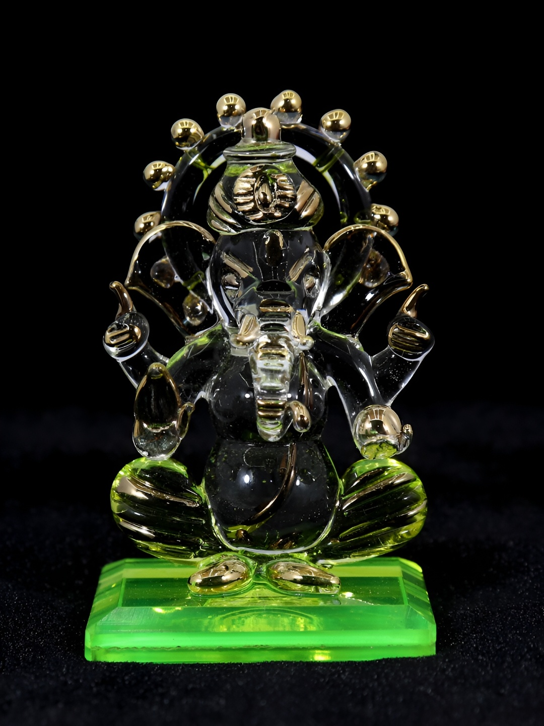 

NMII Green & Transparent Lord Ganesha Religious Idol Showpiece