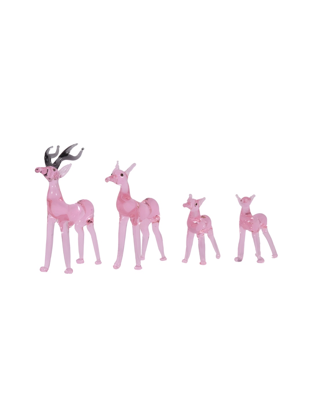 

NMII Pink 4 Pieces Reindeer Family Figurine Showpieces