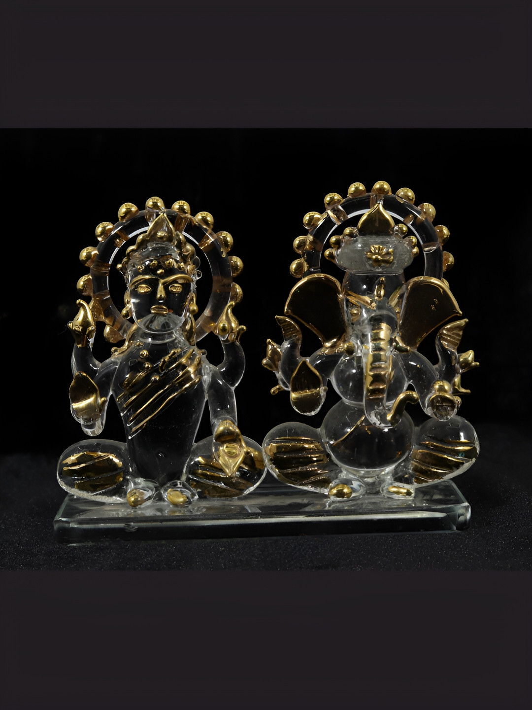 

NMII Transparent & Gold Toned Lakshmi Ganesha Religious Idol Showpiece