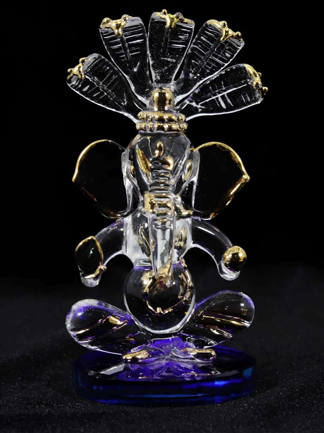 

NMII Transparent & Purple Religious Glass Ganesh Idol Showpiece