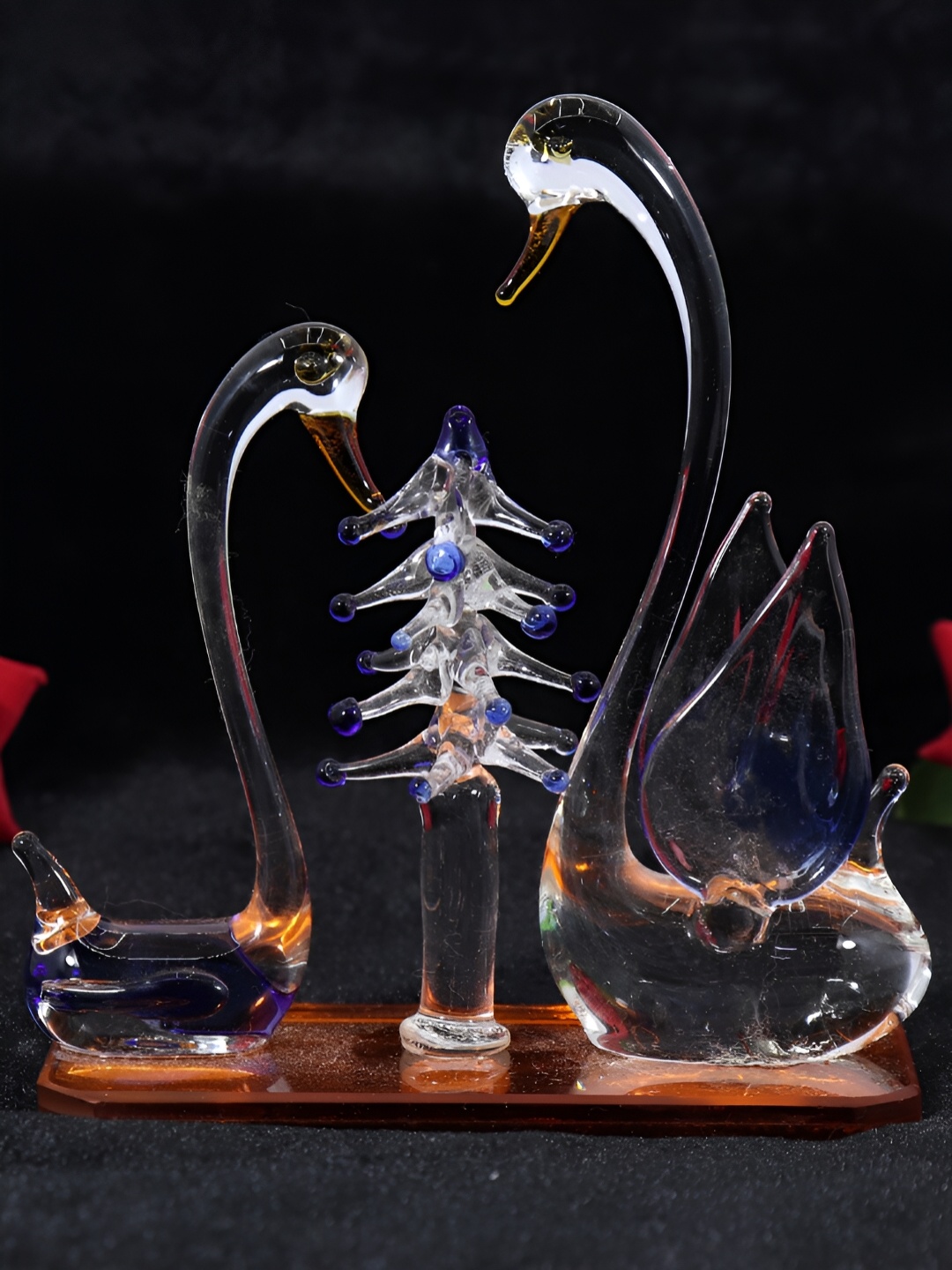 

NMII Brown & Transparent Swan Pair Figurine Showpiece