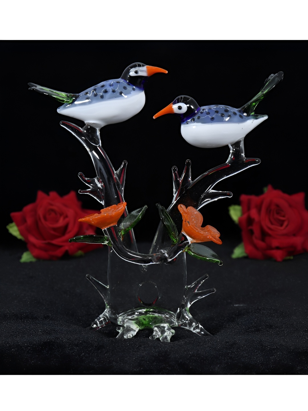 

NMII Blue & Transparent Birds and Animals Glass Idol Showpiece