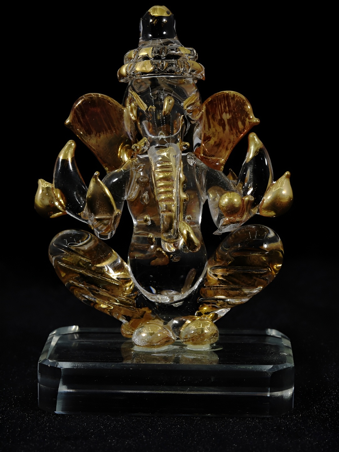 

NMII Transparent & Gold Toned Lord Ganesha Religious Idol Showpiece