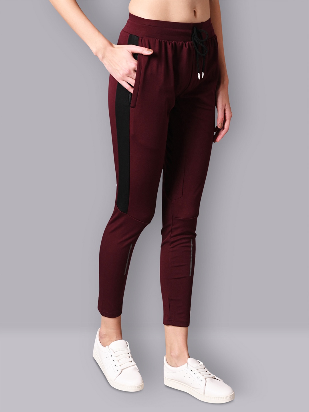 

Dpassion Women Skinny-Fit Track Pants, Maroon